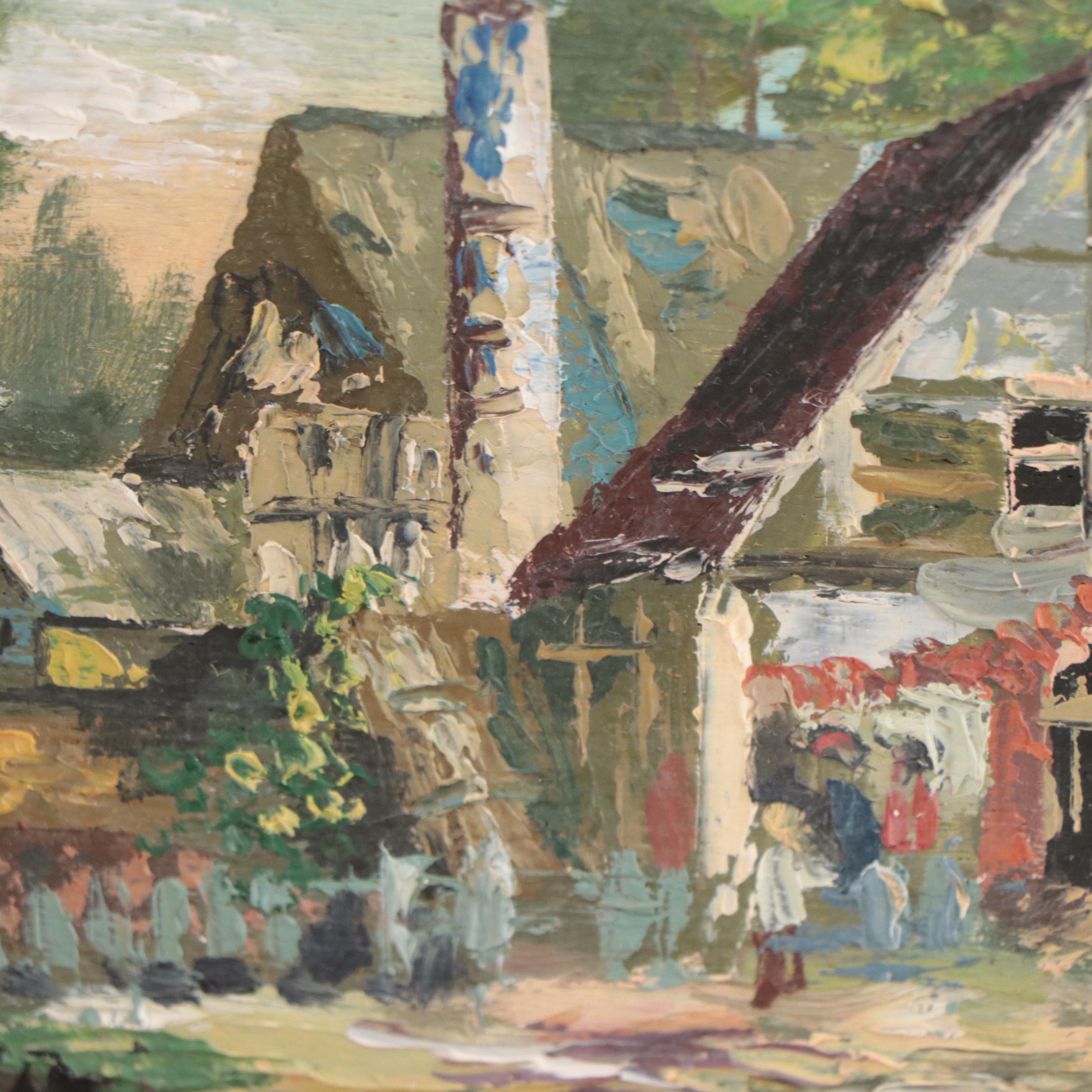 Oil Painting of Village Scene