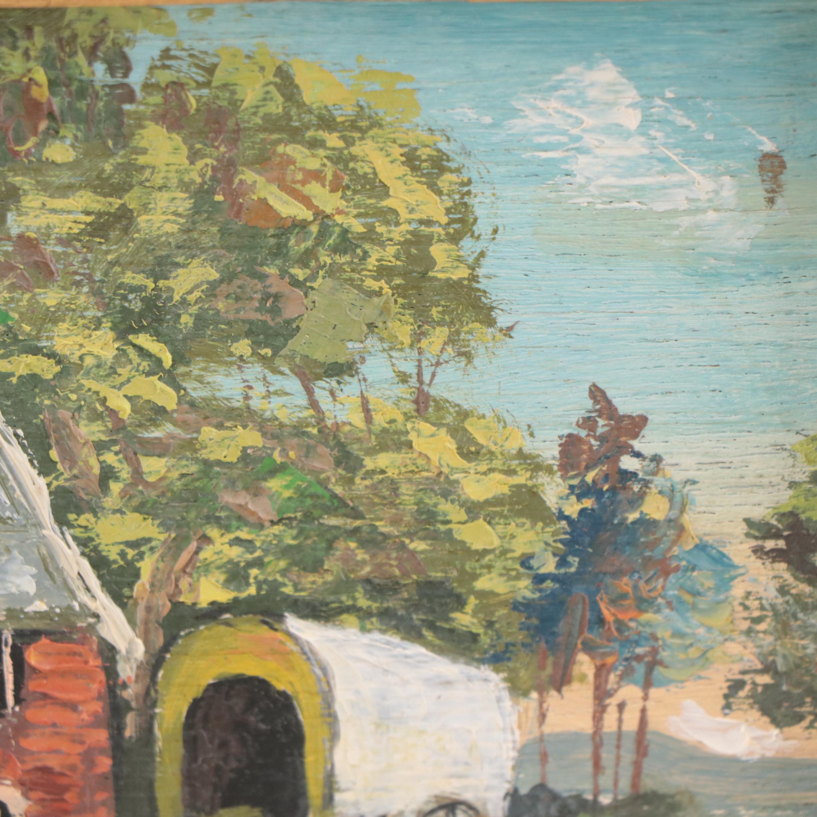 Oil Painting of Village Scene