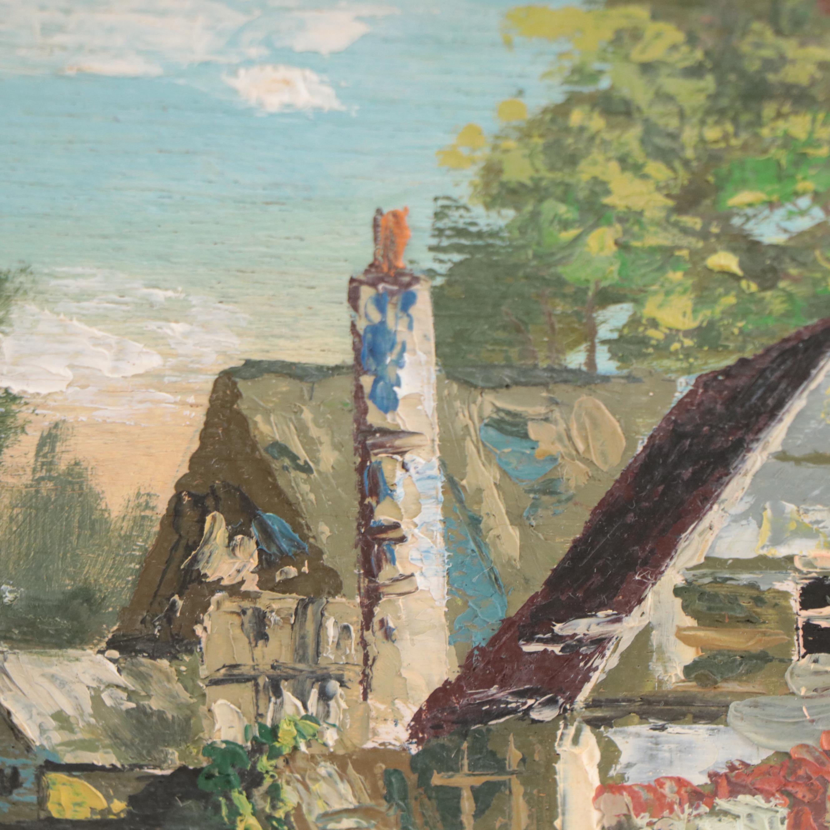 Oil Painting of Village Scene