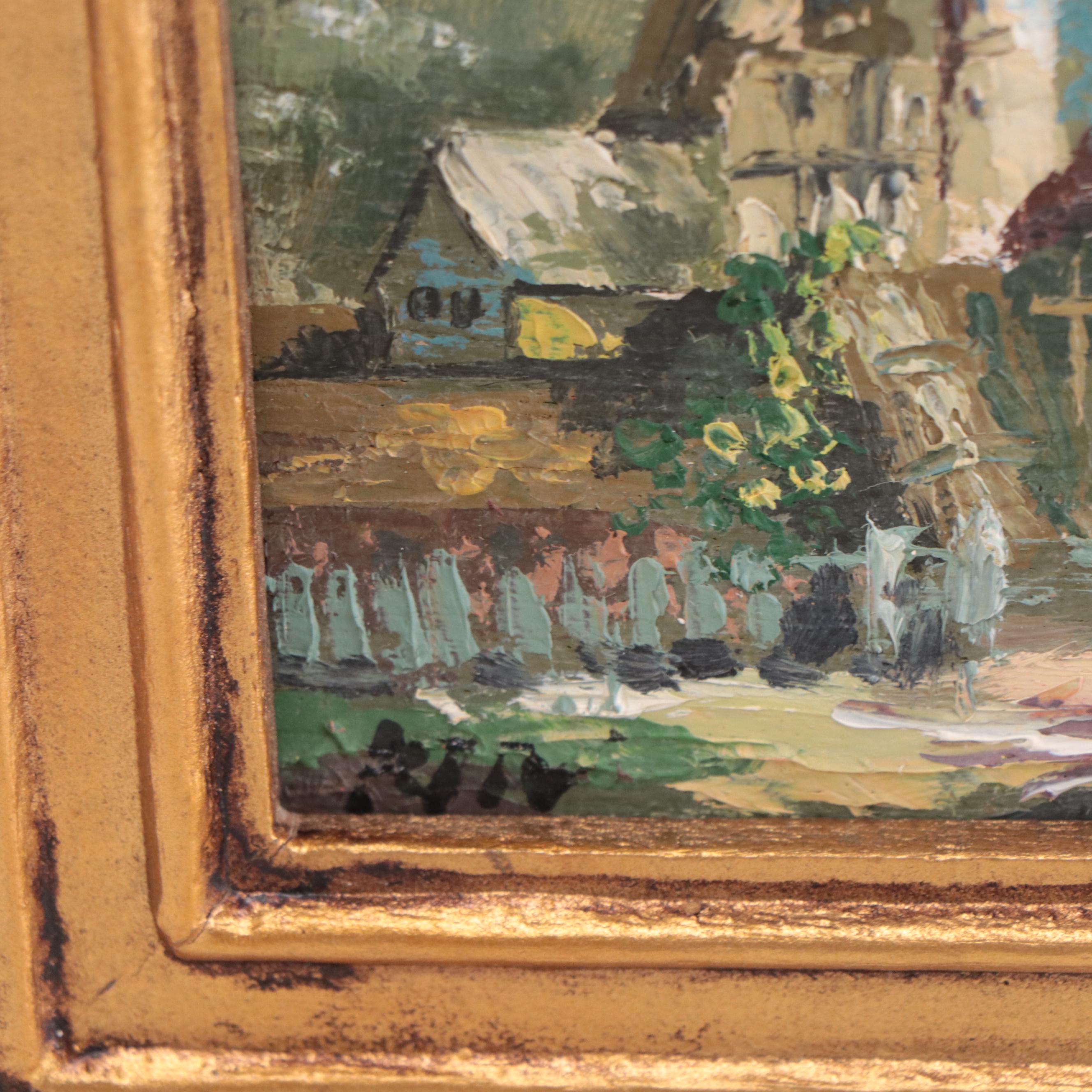 Oil Painting of Village Scene