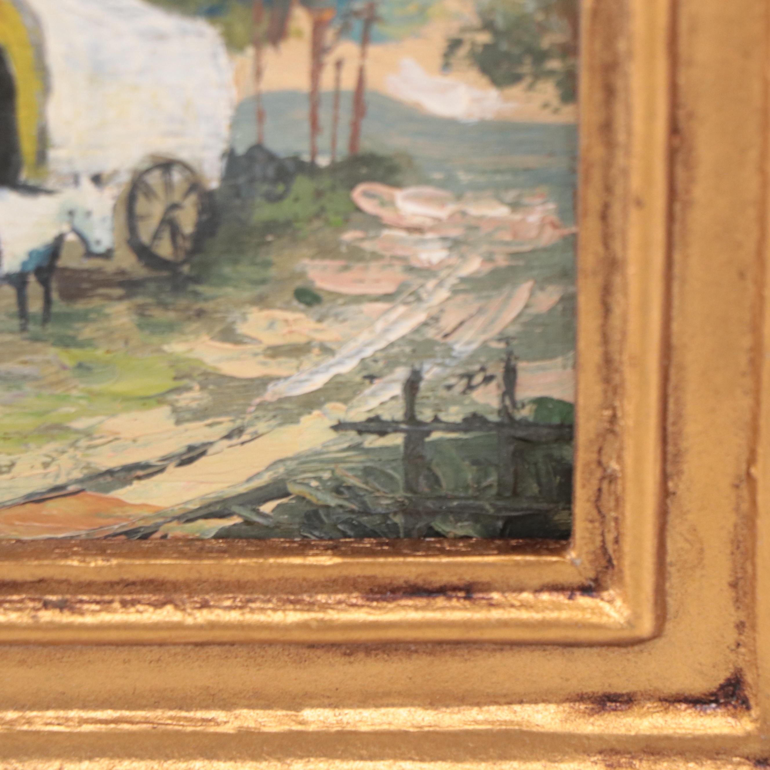 Oil Painting of Village Scene