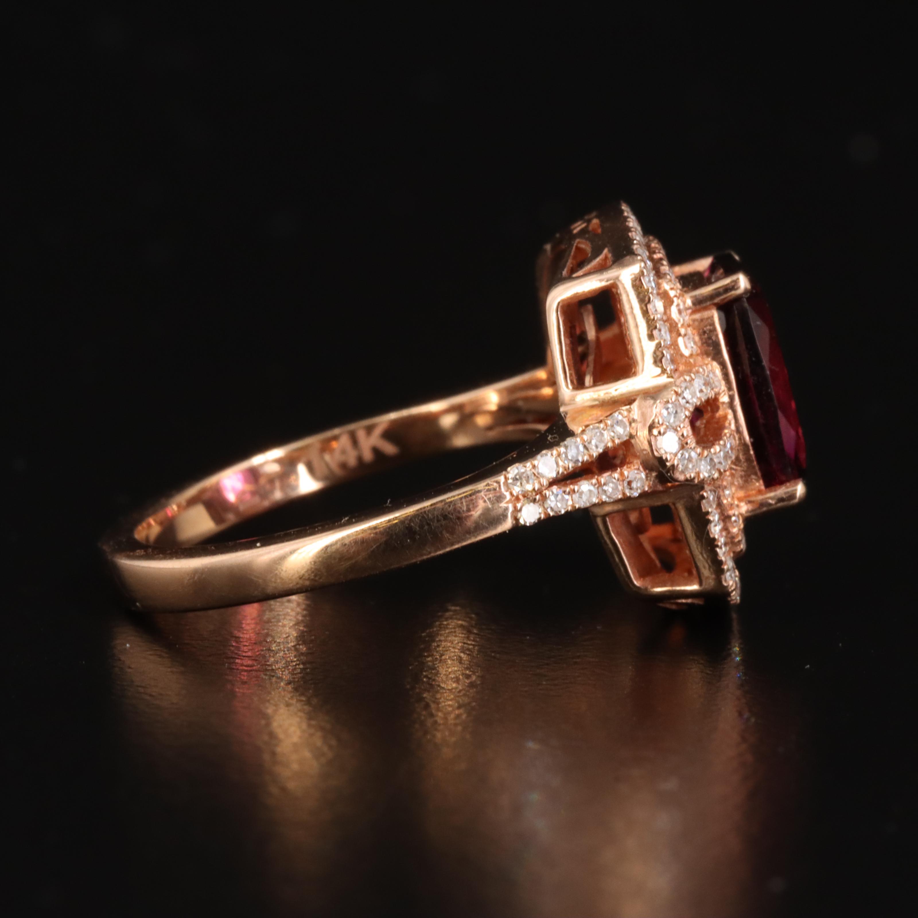 EFFY 14K Rose Gold Rhodolite Garnet and Diamond Ring