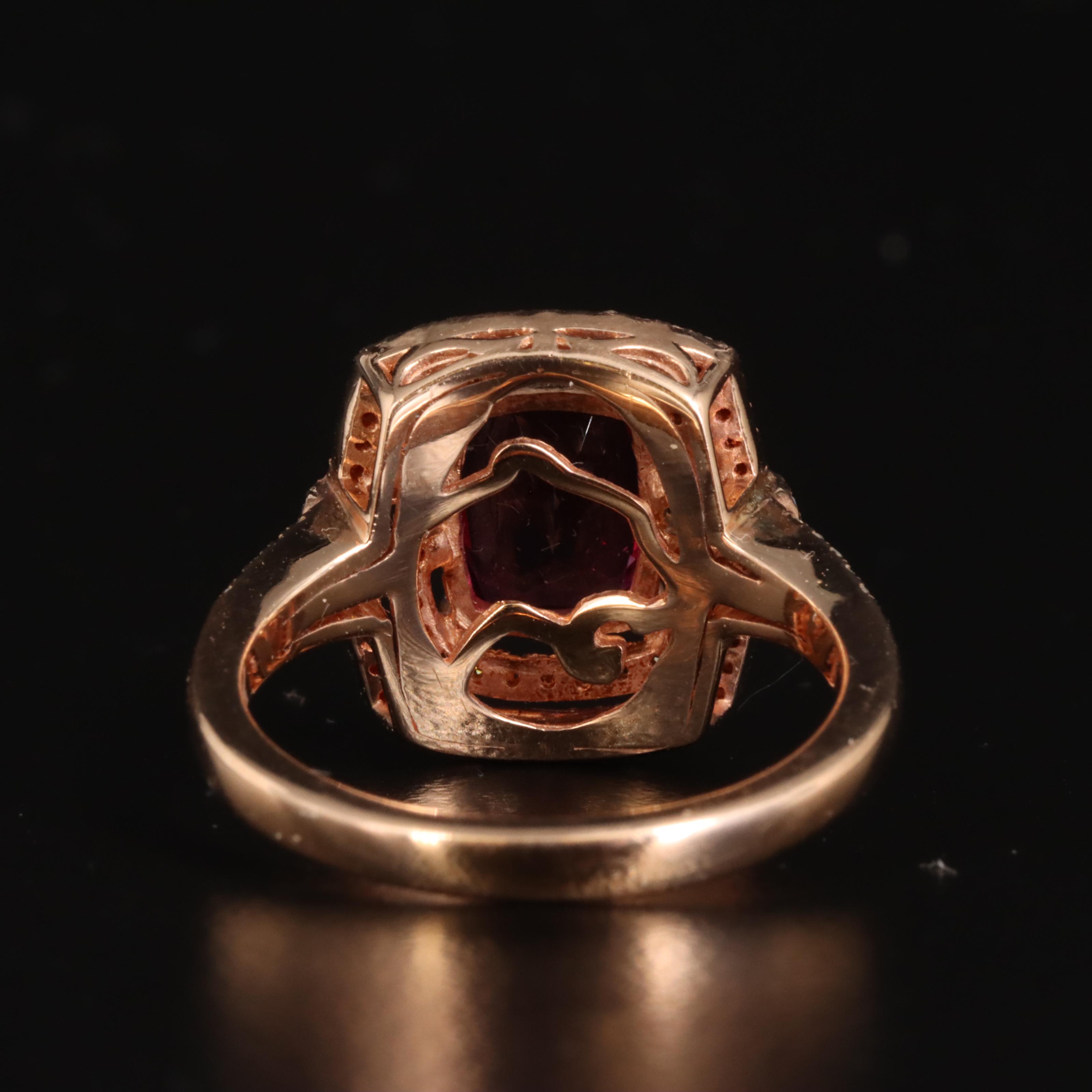EFFY 14K Rose Gold Rhodolite Garnet and Diamond Ring