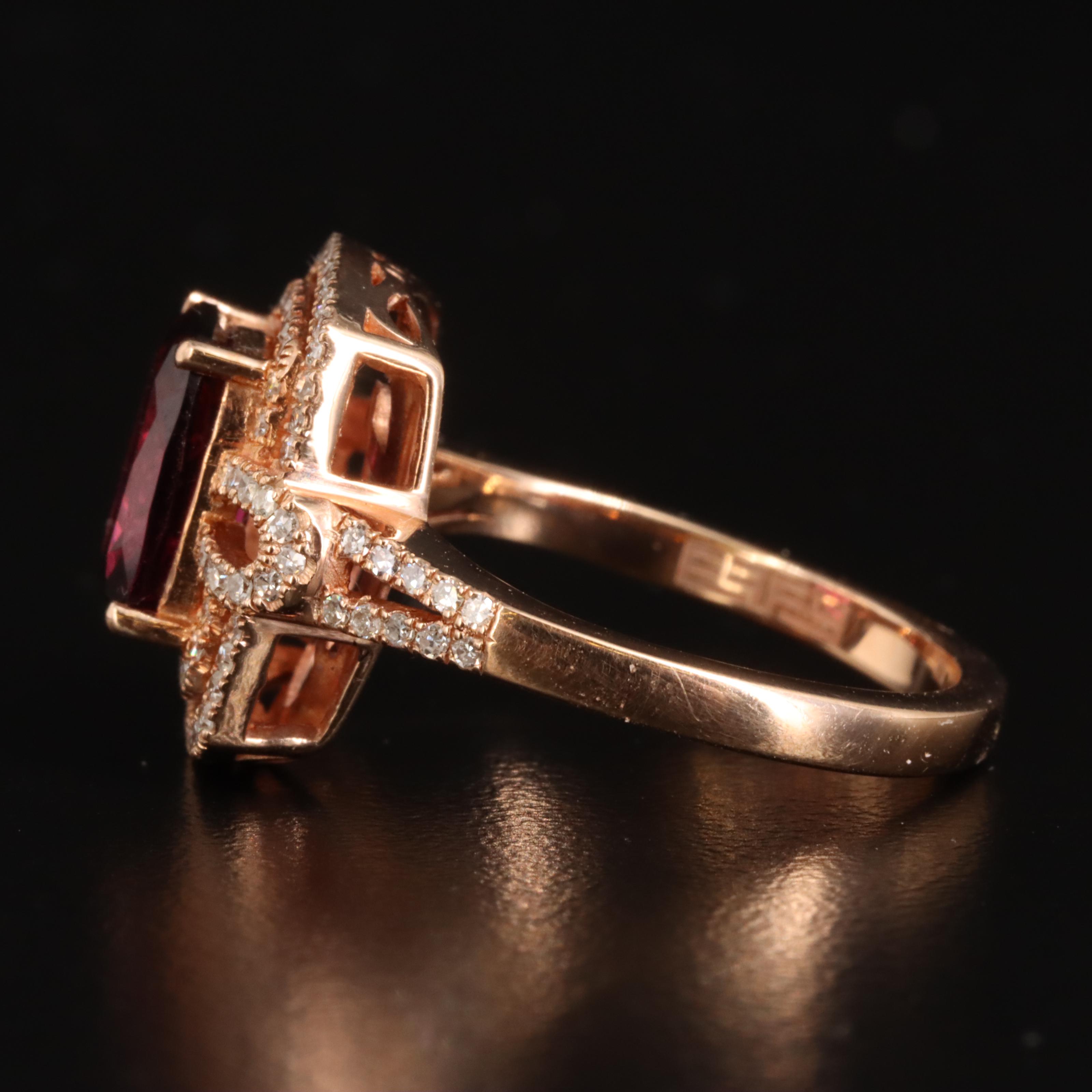 EFFY 14K Rose Gold Rhodolite Garnet and Diamond Ring