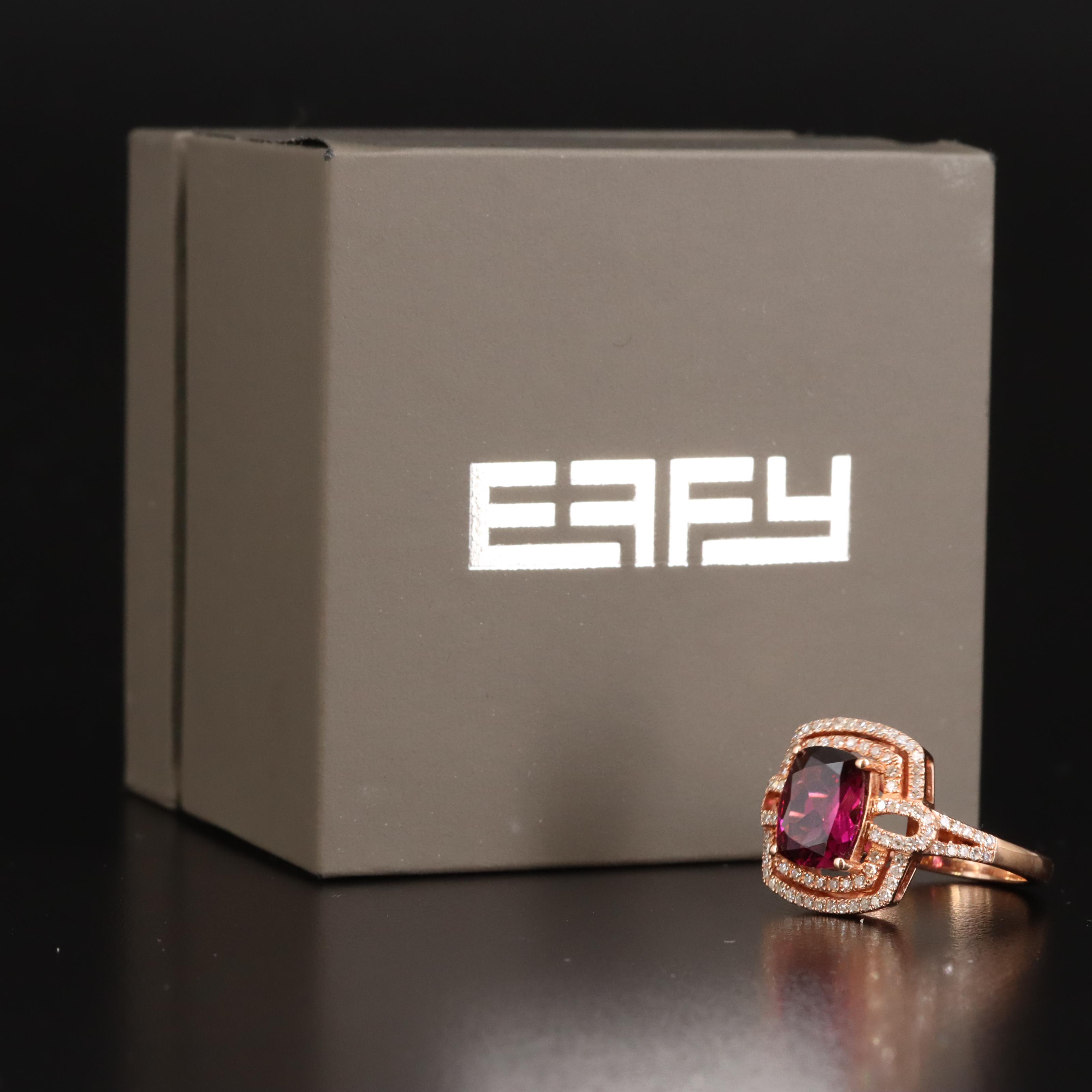 EFFY 14K Rose Gold Rhodolite Garnet and Diamond Ring