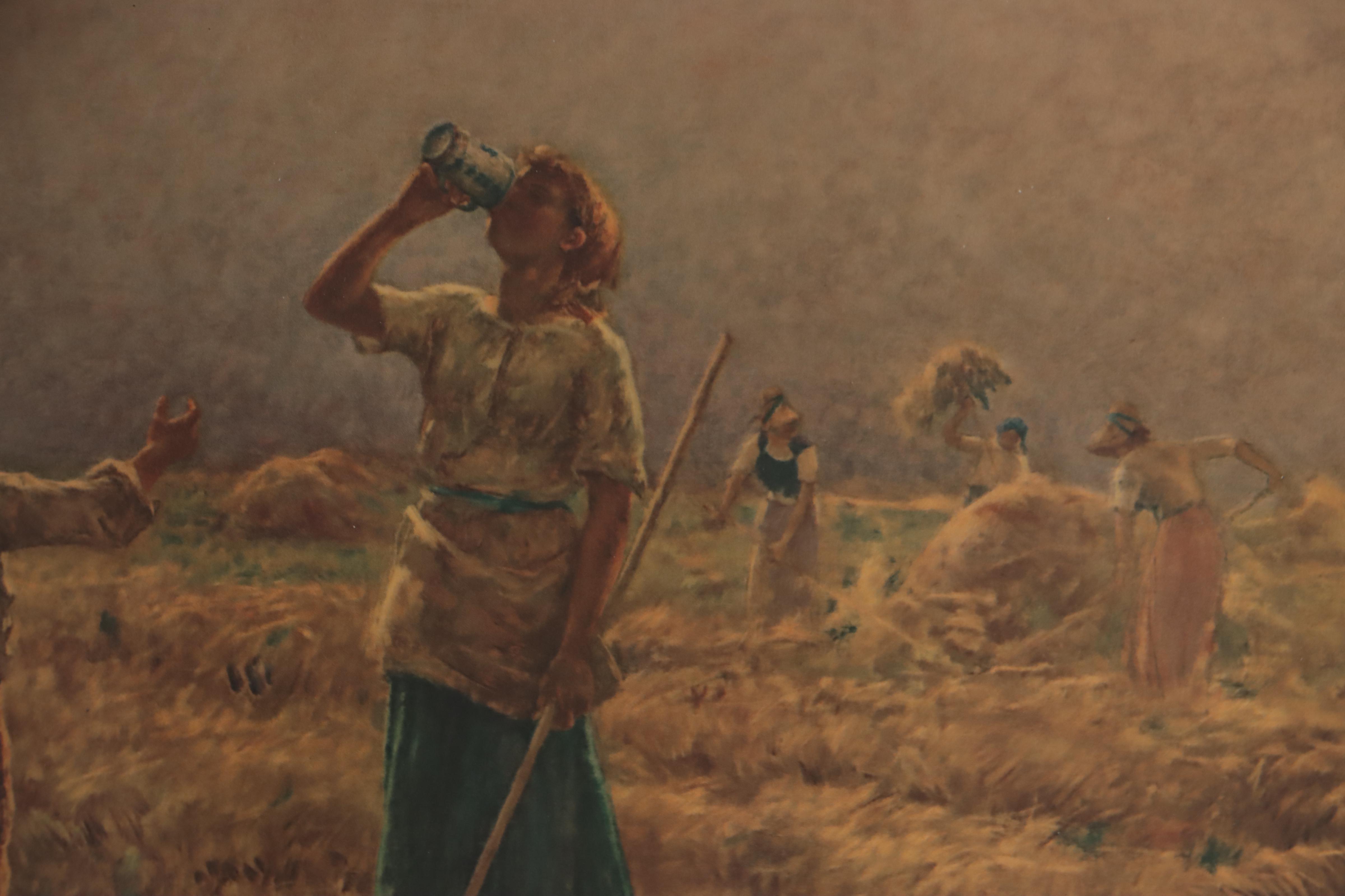 Offset Lithograph After Jean-Francois Millet of Farmers, Late 20th Century