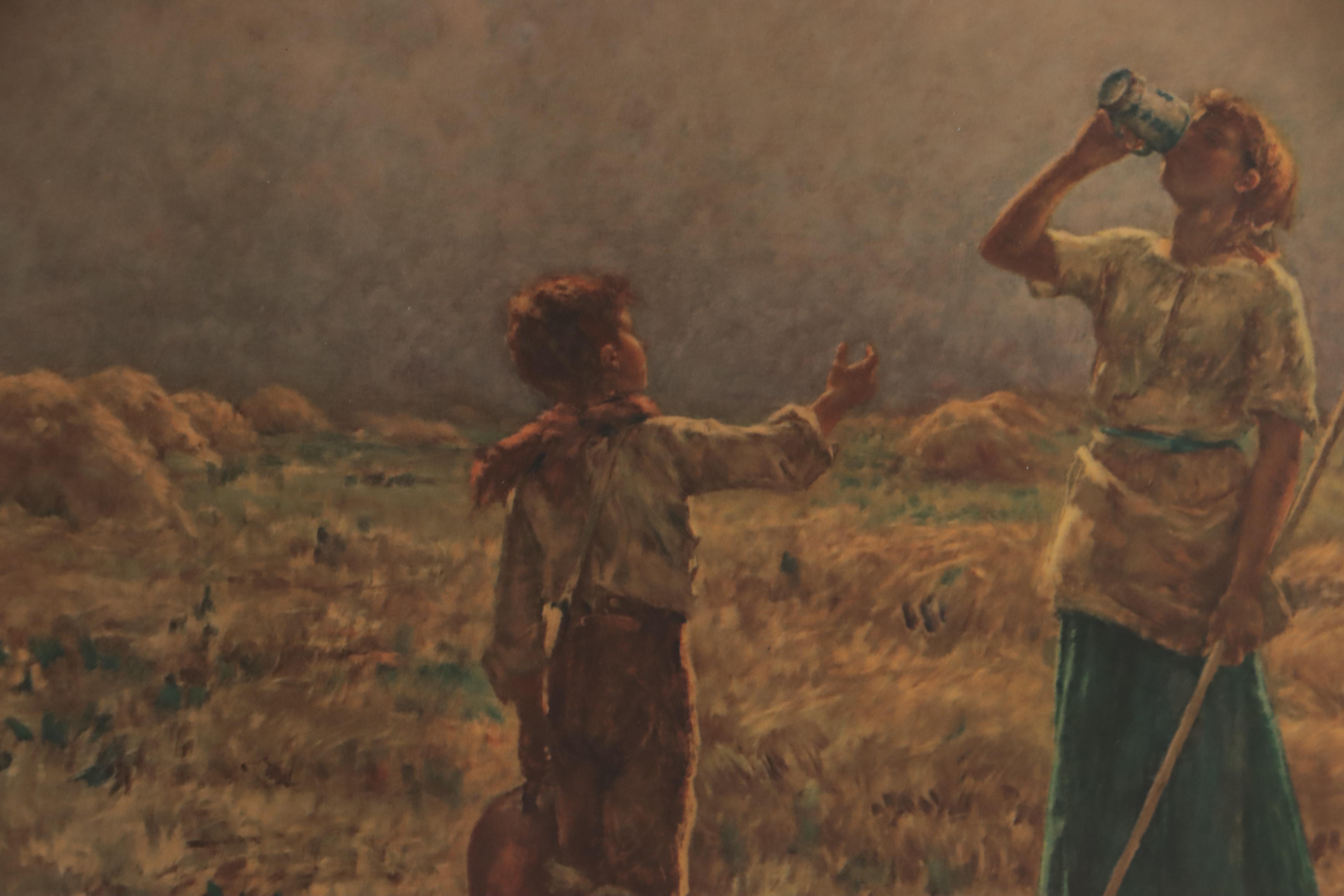 Offset Lithograph After Jean-Francois Millet of Farmers, Late 20th Century