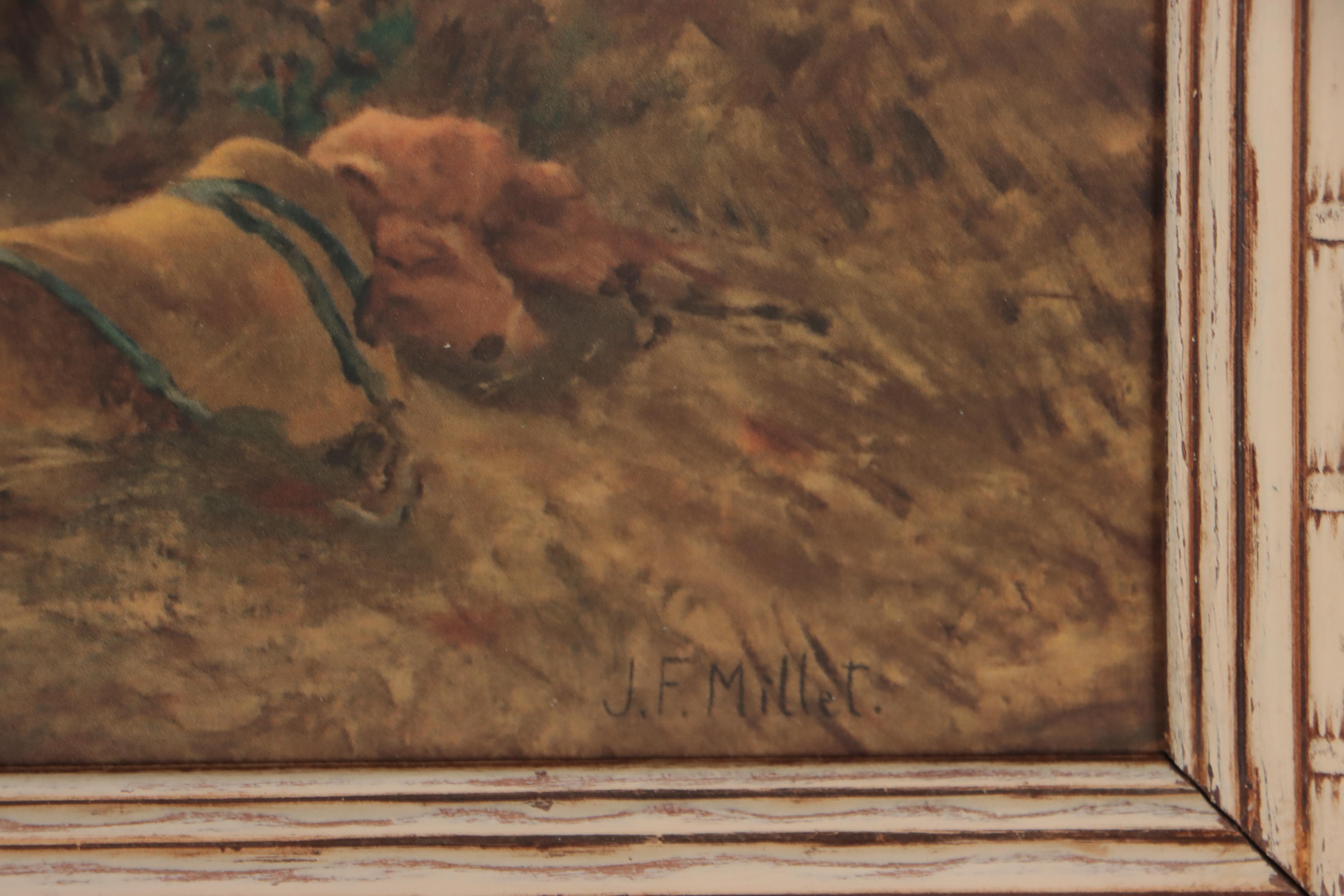 Offset Lithograph After Jean-Francois Millet of Farmers, Late 20th Century