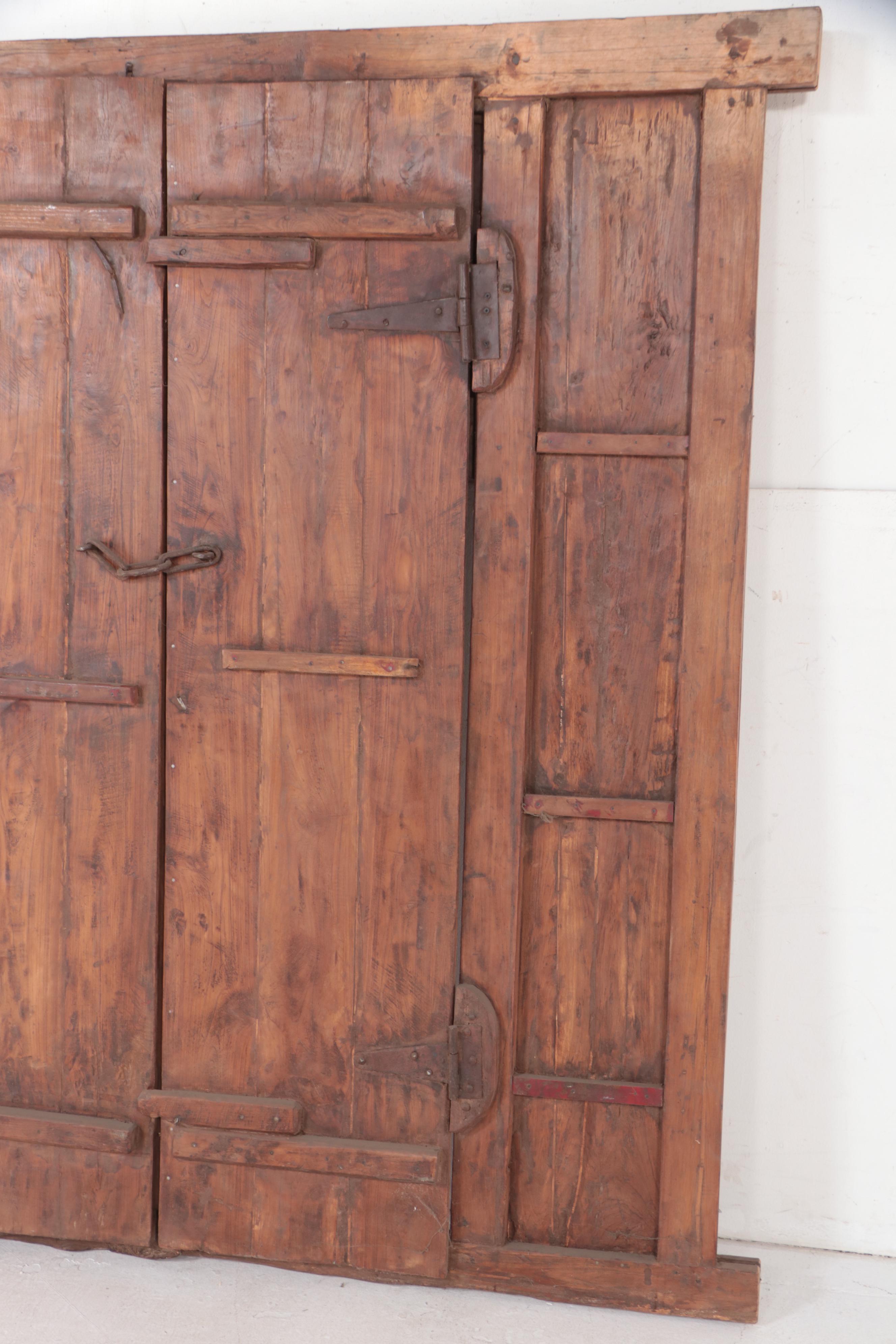 Tibetan Framed Teak Gate with Scalloped Arch