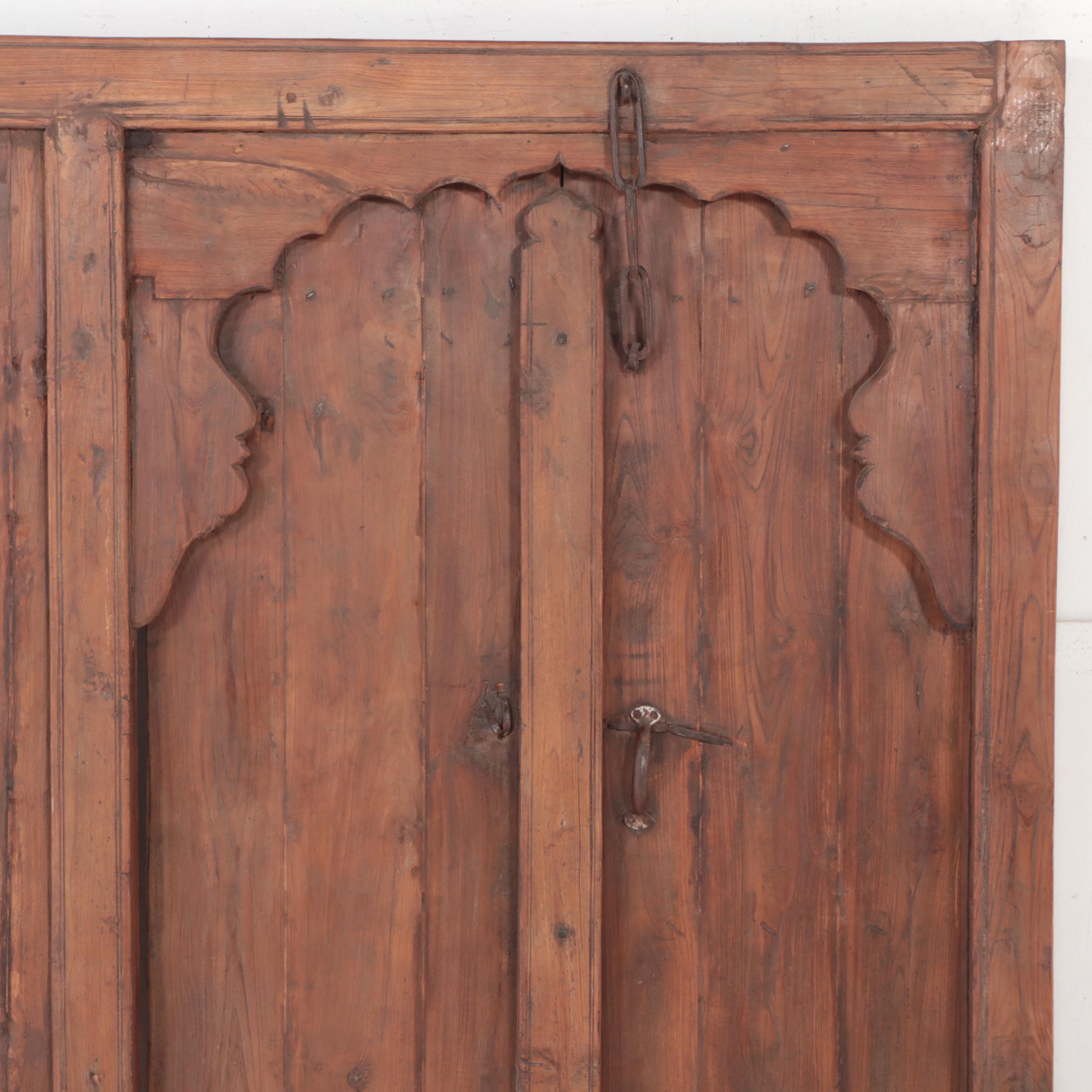 Tibetan Framed Teak Gate with Scalloped Arch