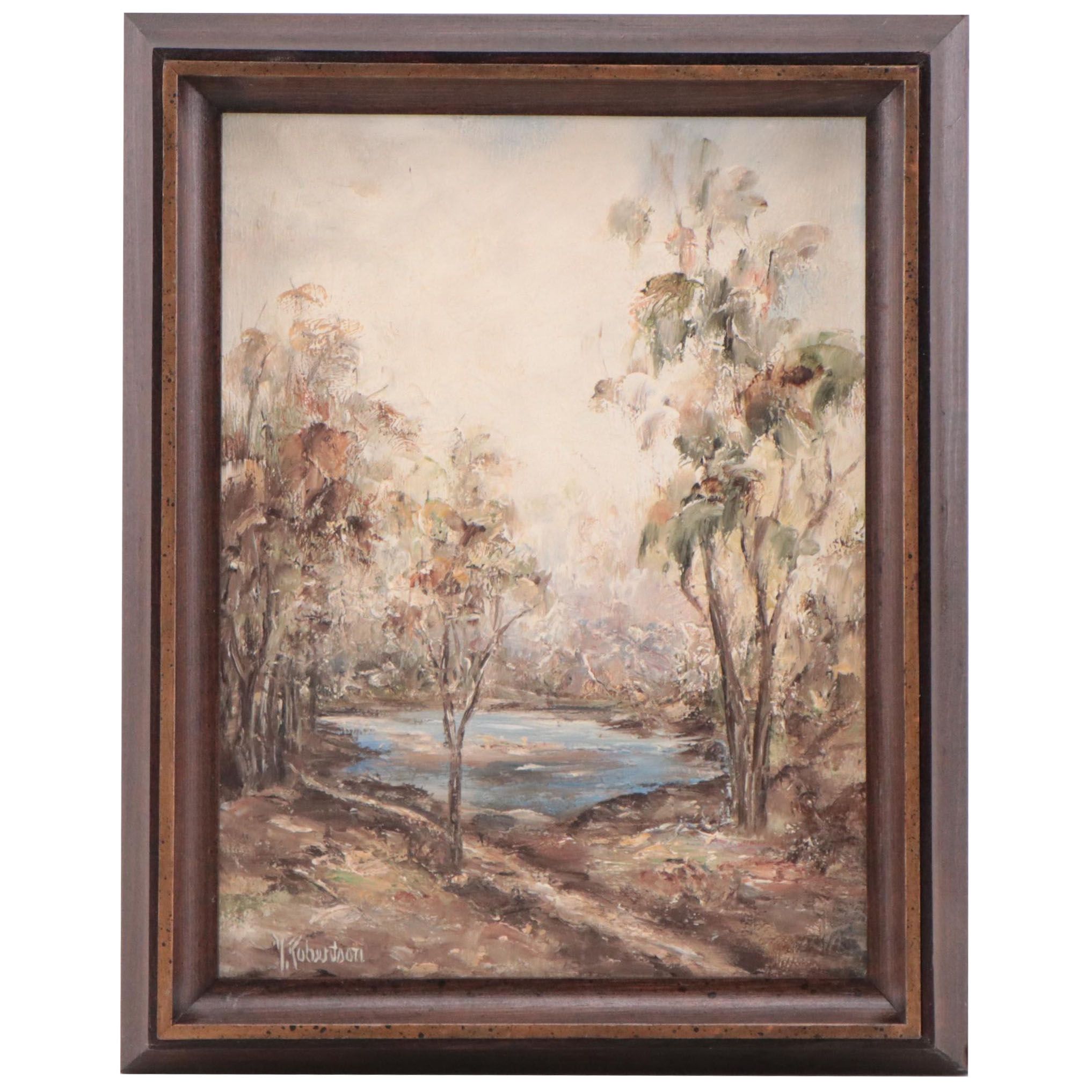 Landscape Oil Painting of Forest Pond