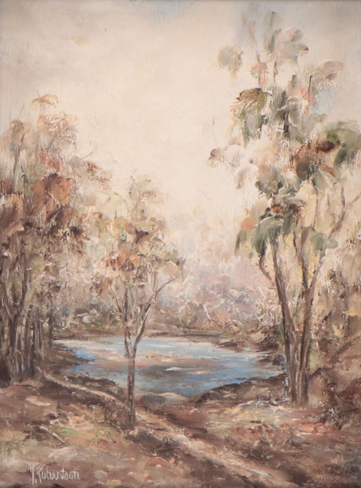 Landscape Oil Painting of Forest Pond