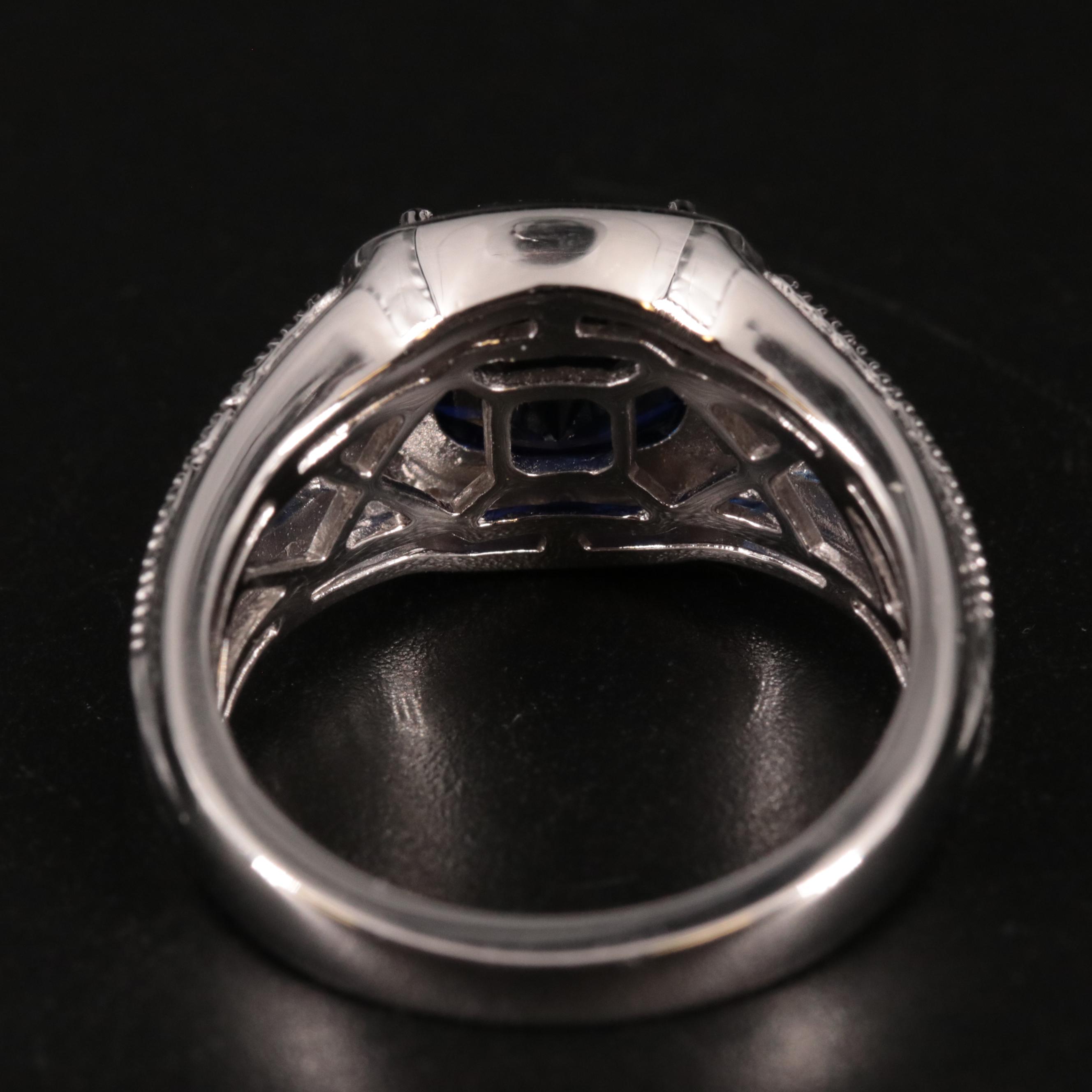 Sterling Silver Sapphire and Diamond Ring