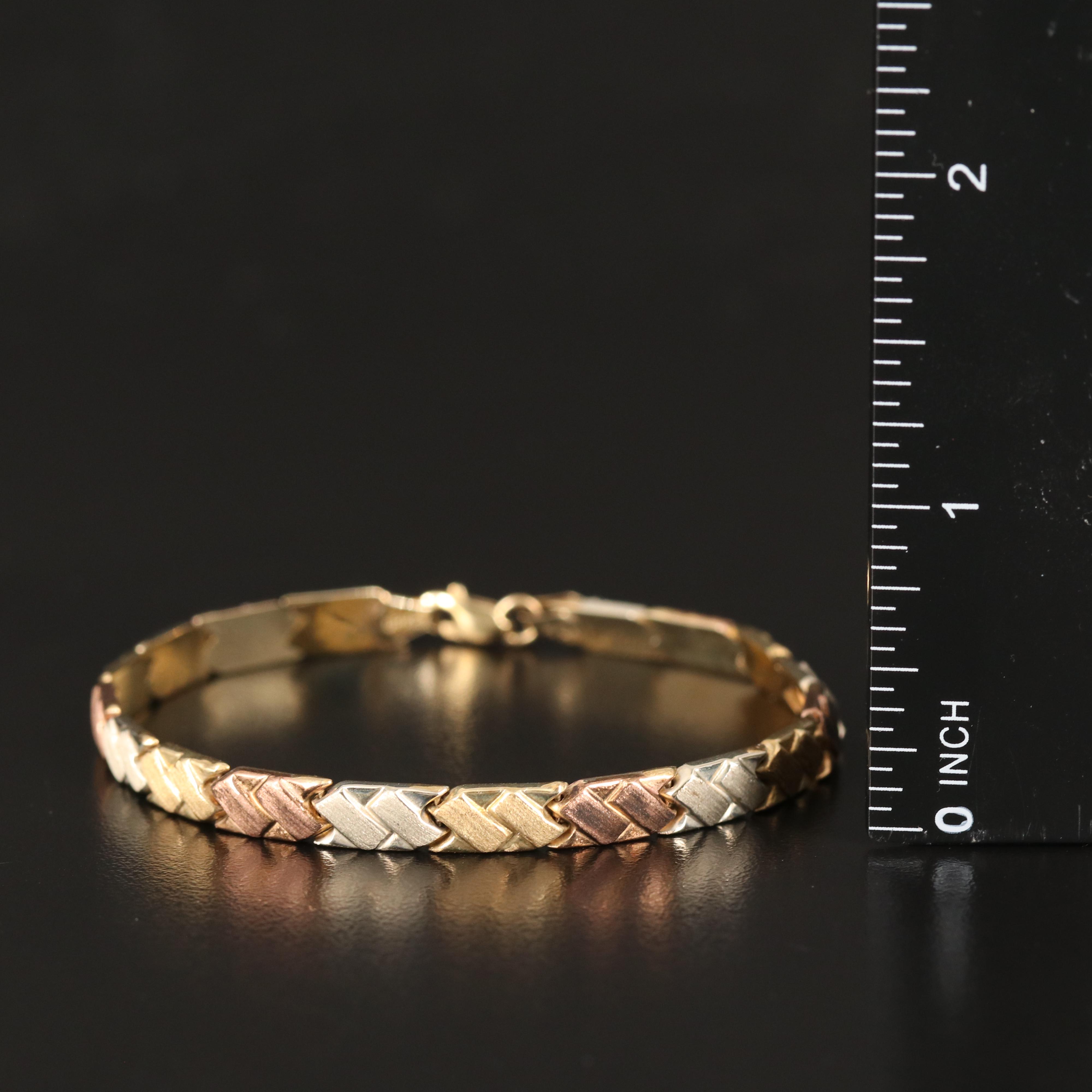 Tri-Color 10K Fancy Link Bracelet