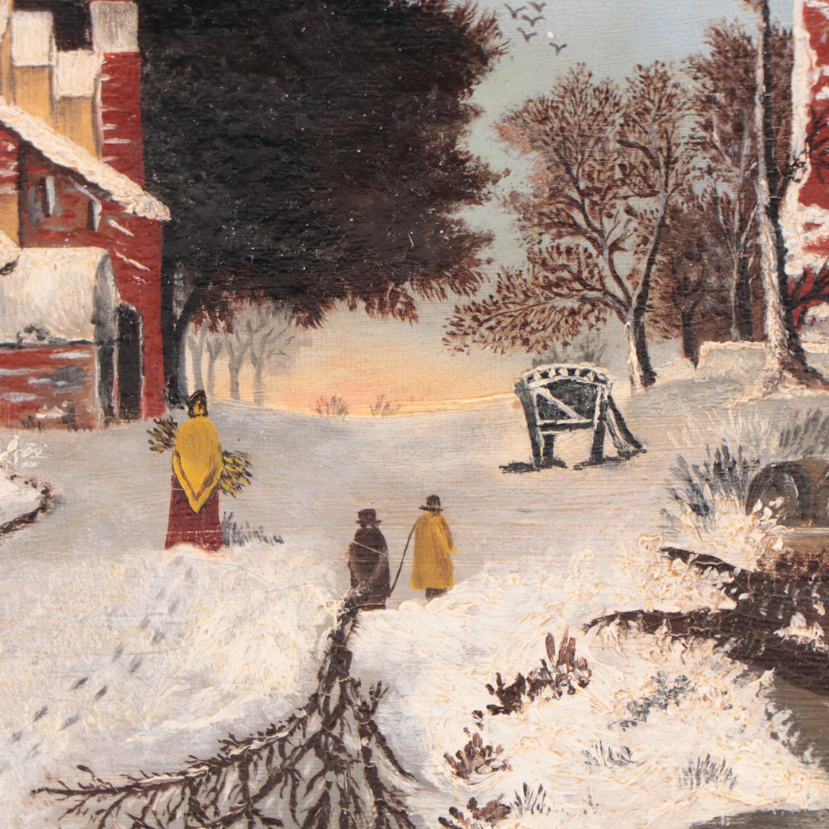 Oil Painting of Snowy Landscape