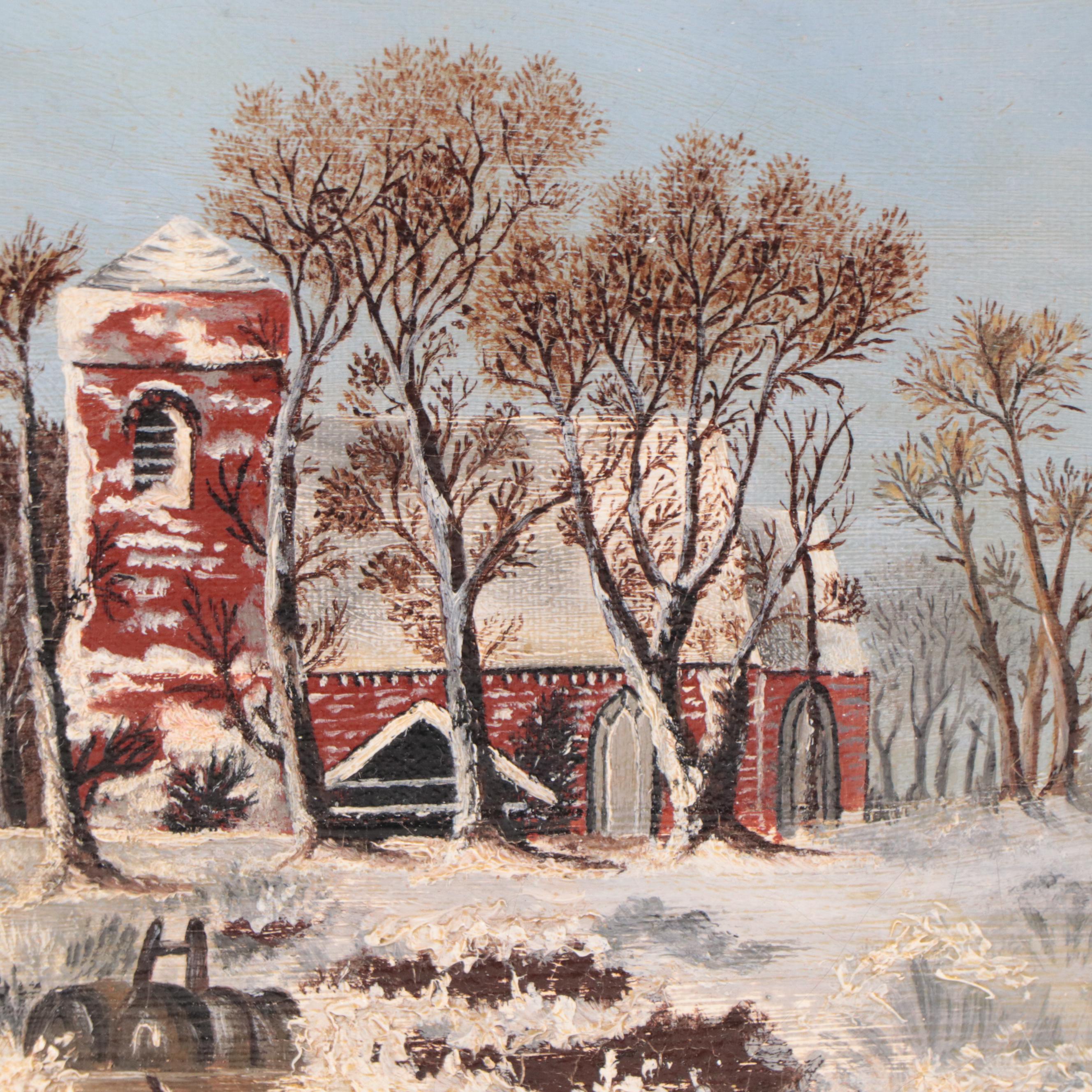 Oil Painting of Snowy Landscape