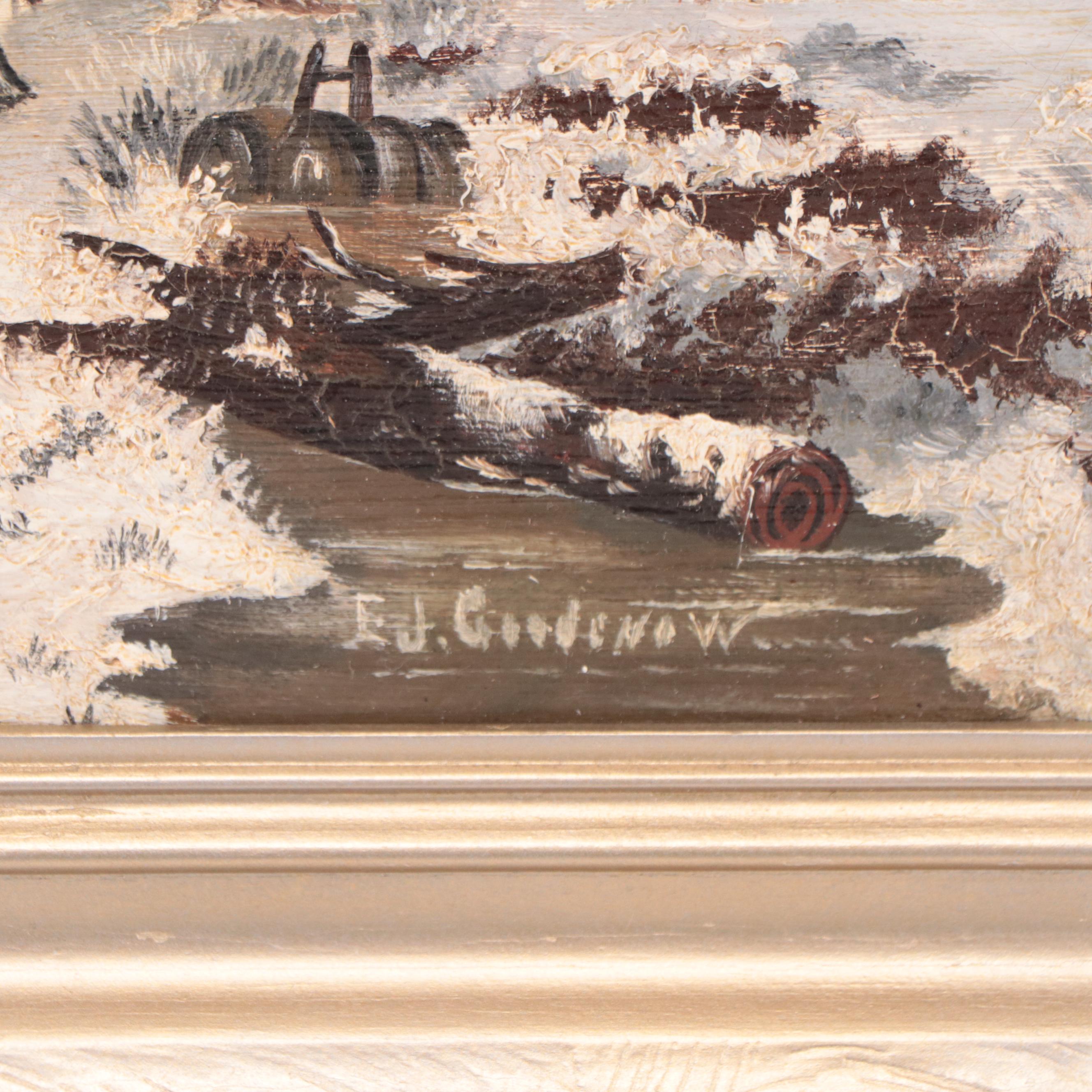 Oil Painting of Snowy Landscape