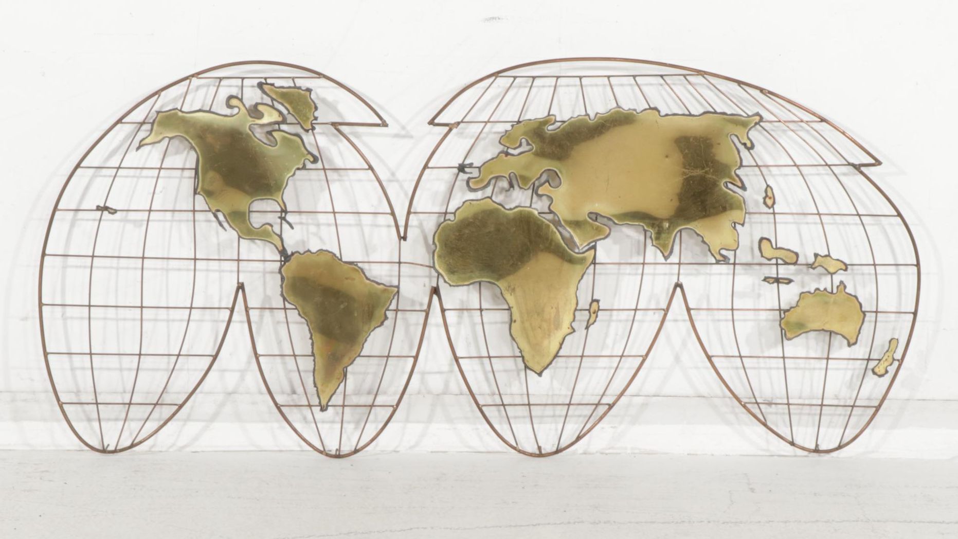 Curtis Jeré Copper and Brass World Map Wall Hanging Sculpture, 1981