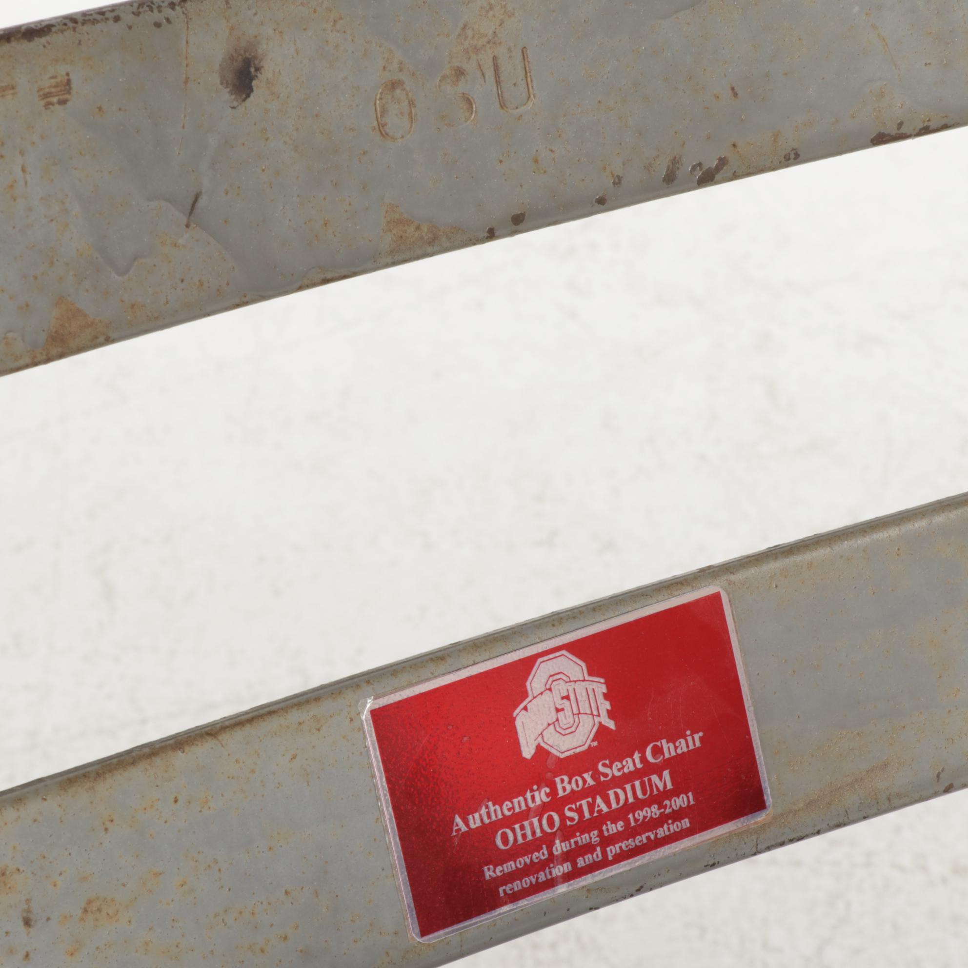 Ohio State University Folding Metal Box Seat Chair, Mid to Late 20th Century