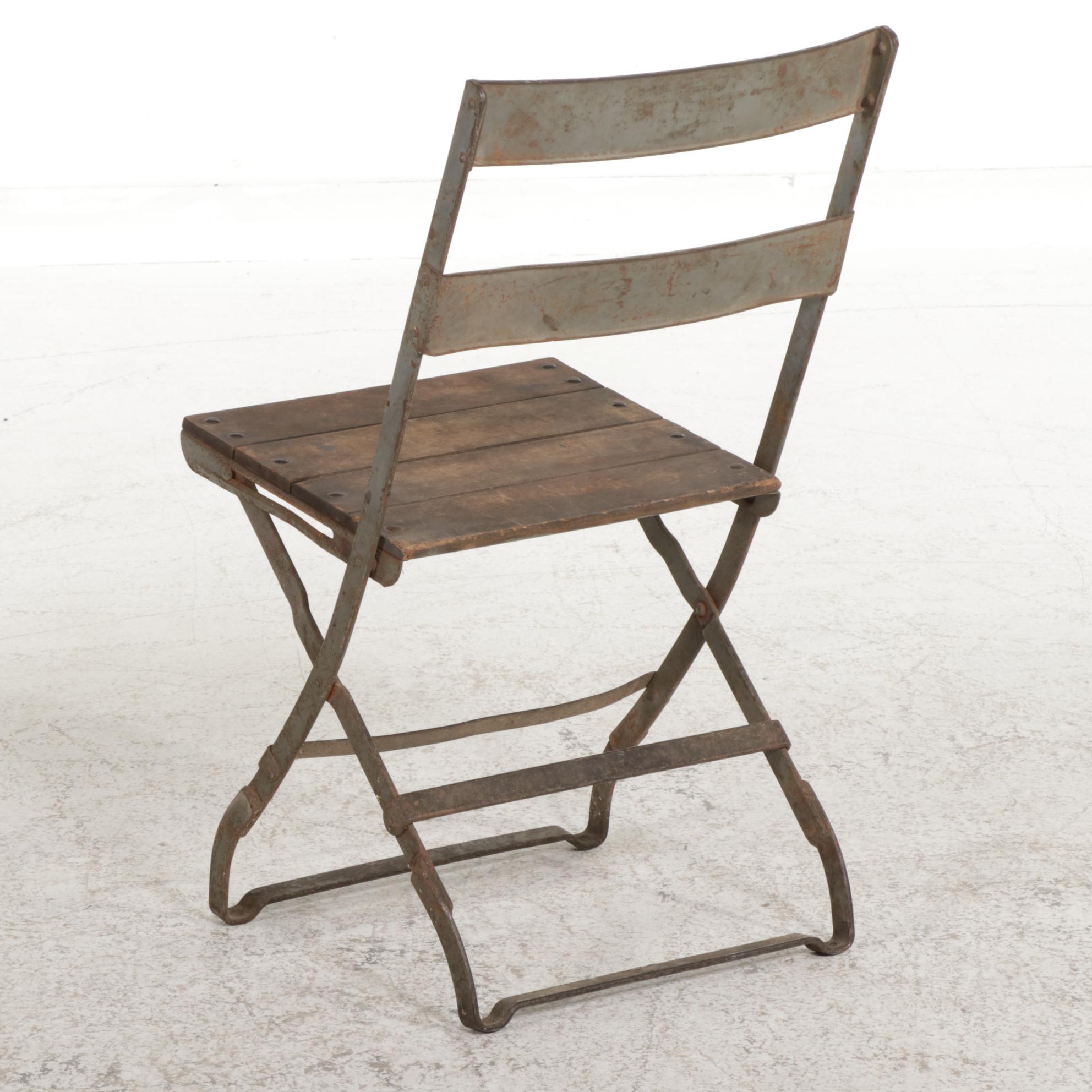 Ohio State University Folding Metal Box Seat Chair, Mid to Late 20th Century