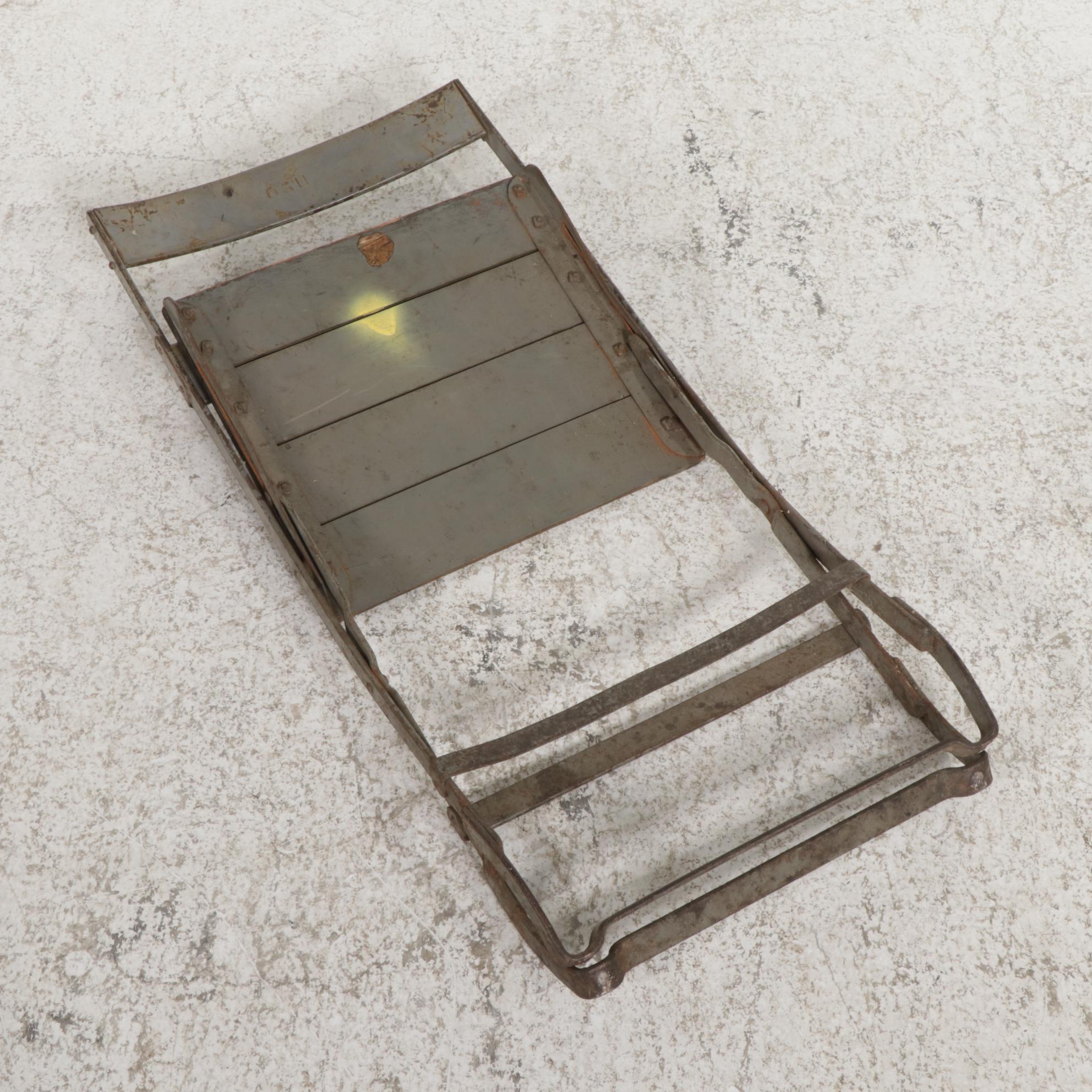 Ohio State University Folding Metal Box Seat Chair, Mid to Late 20th Century