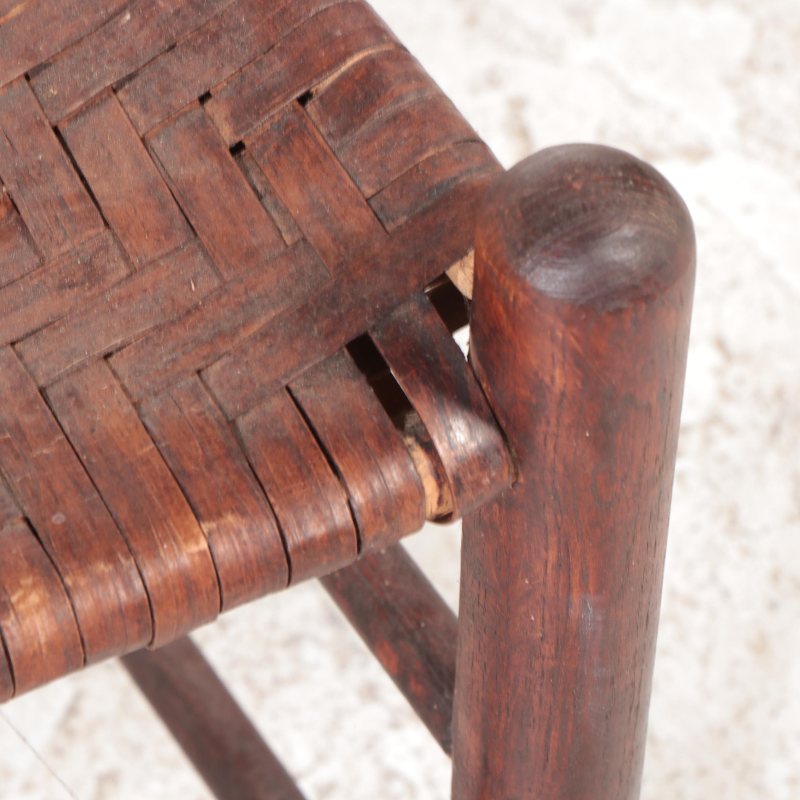 Four American Primitive Oak Ladderback Side Chairs, Late 19th/Early 20th Century