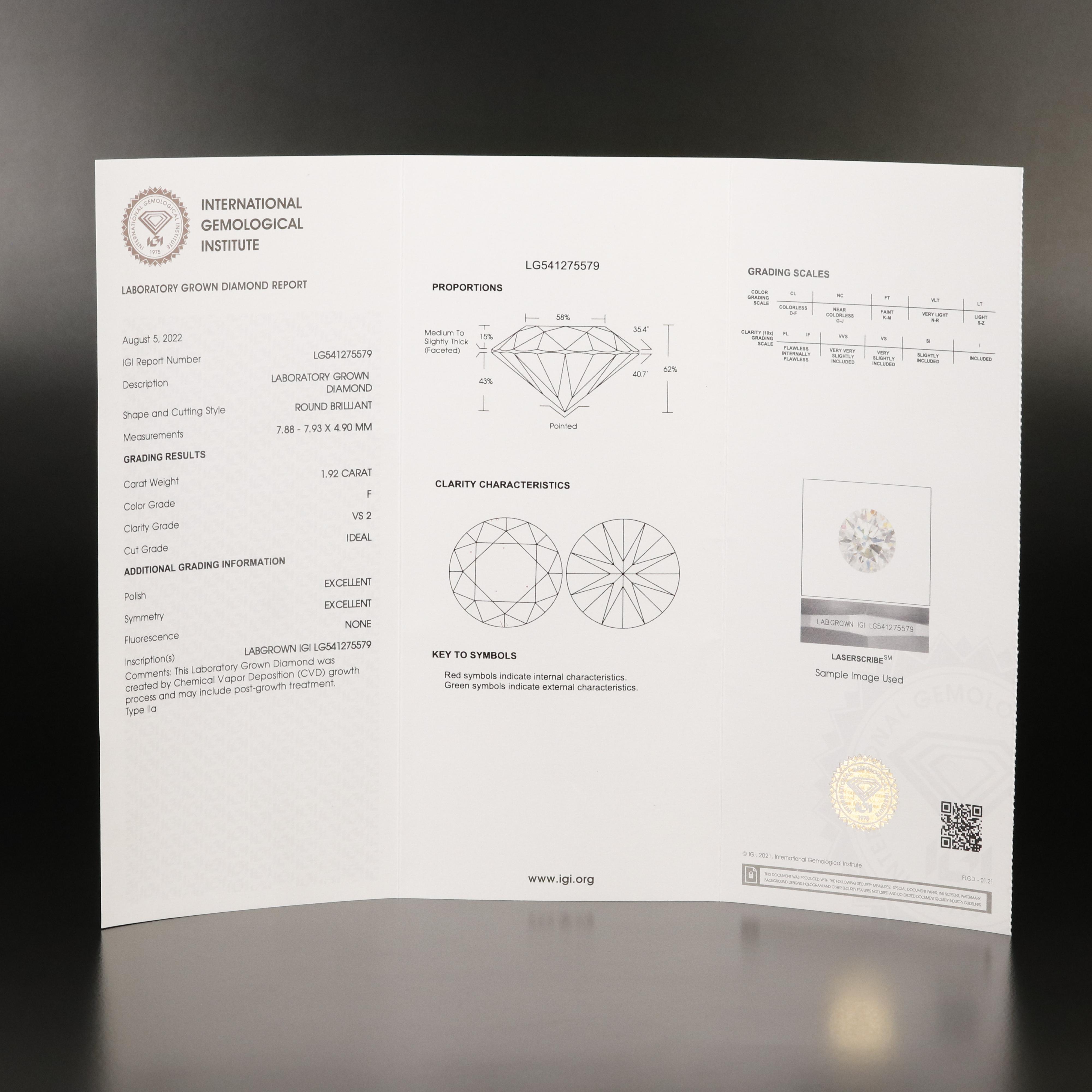 Platinum 3.81 CTW Lab Grown Diamond Stud Earrings with IGI Reports