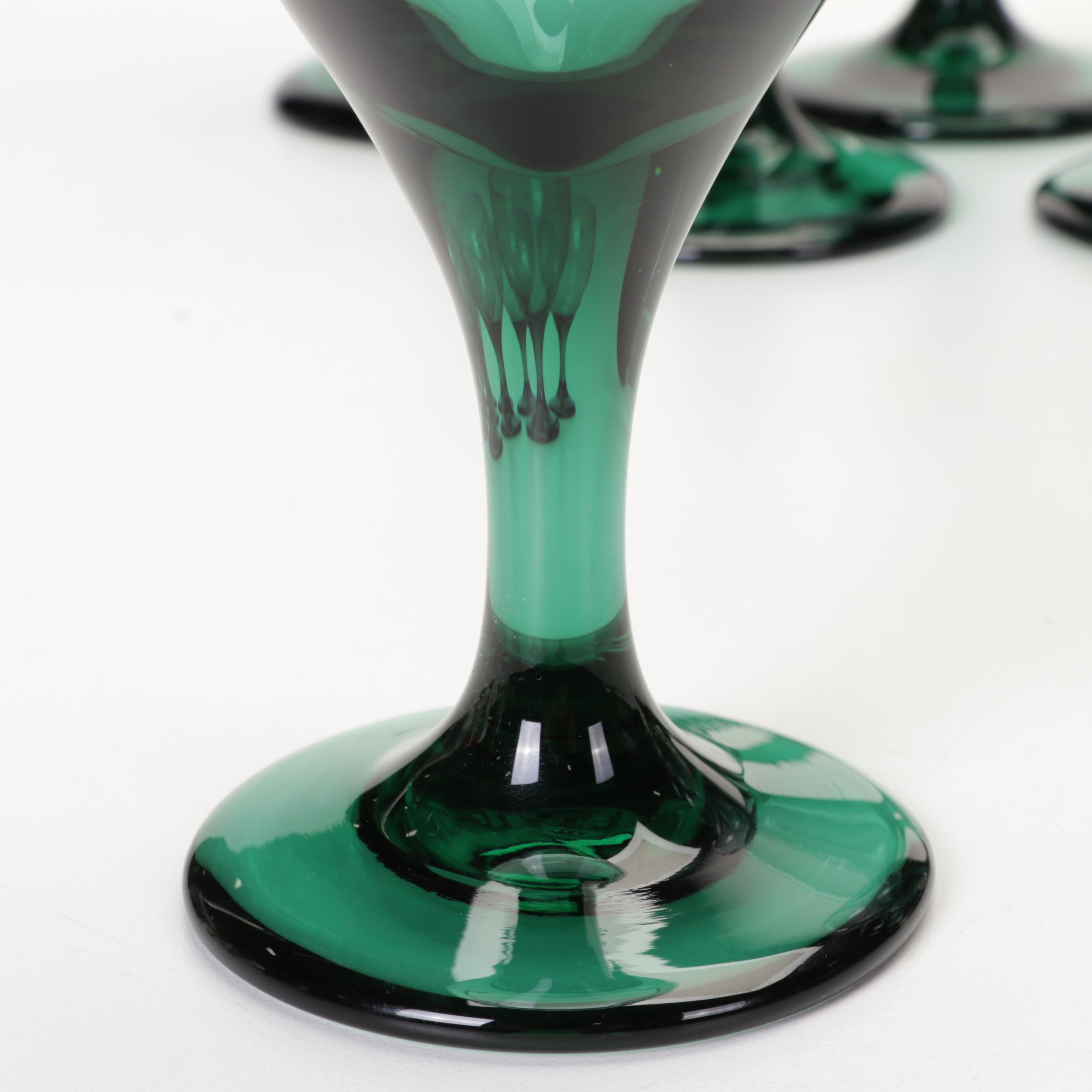 Libbey "Teardrop Juniper" Wine Glasses with Other Cordial Glasses and Platter