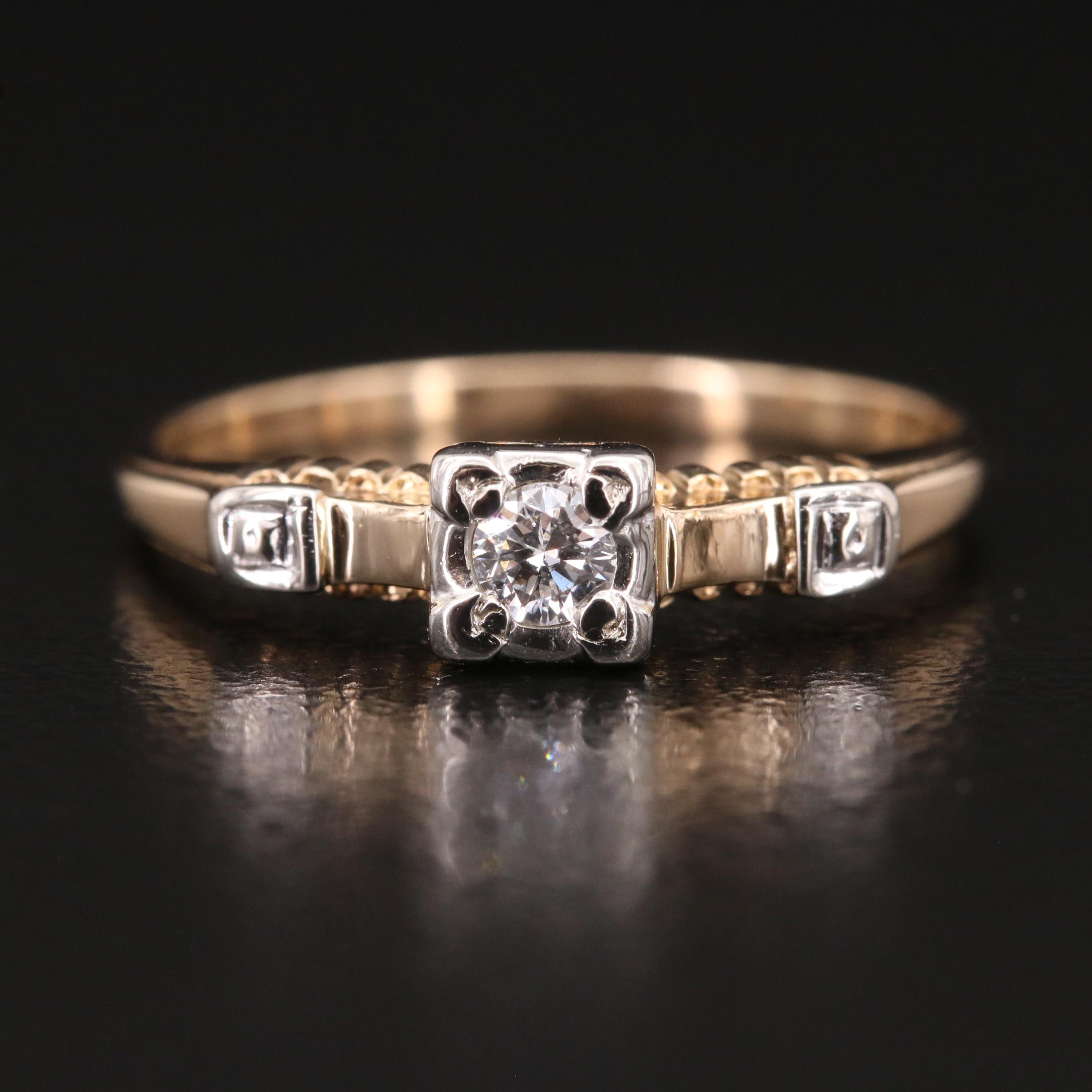 14K 0.10 CT Diamond Ring