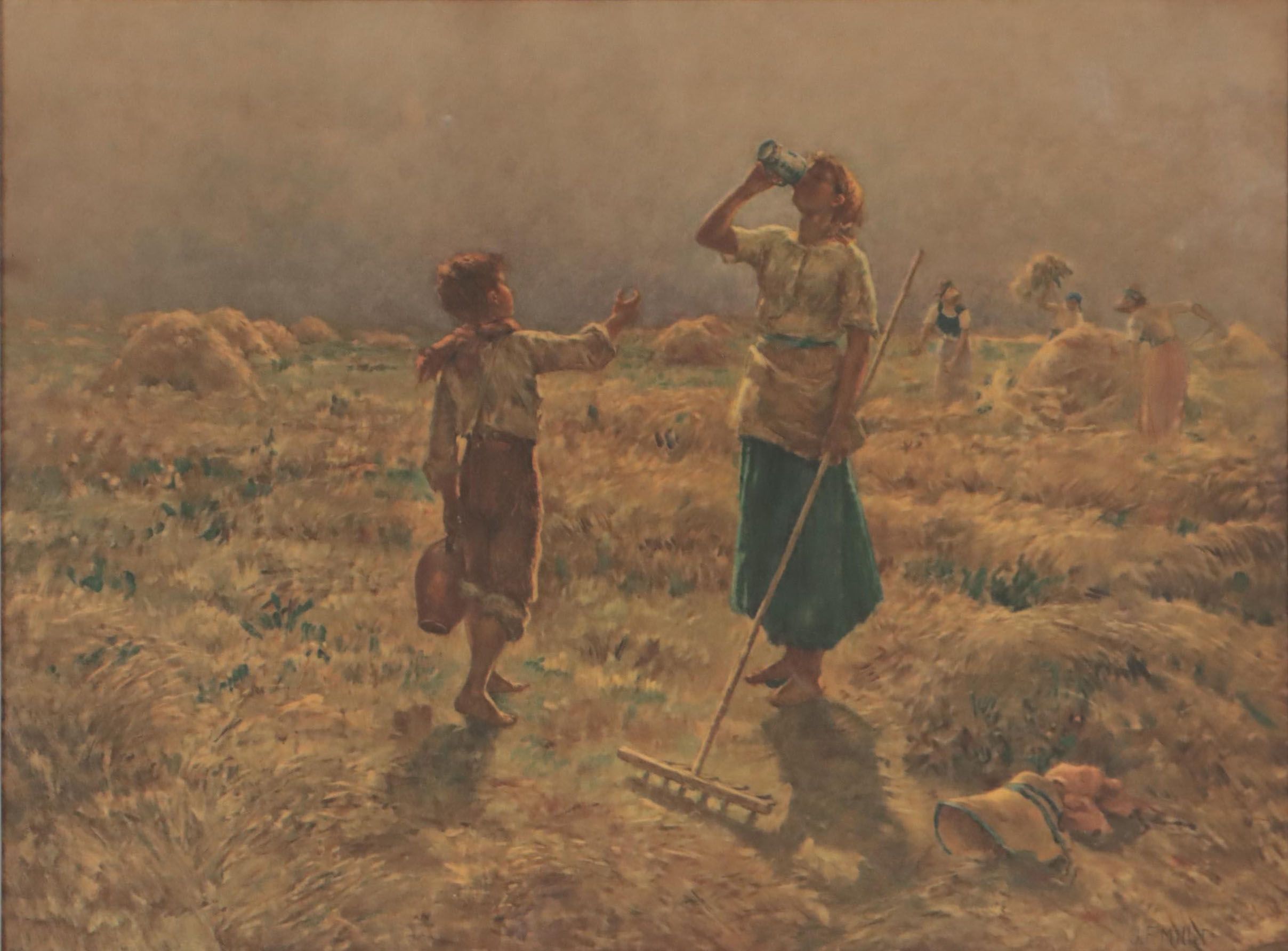 Offset Lithograph After Jean-Francois Millet of Farmers, Late 20th Century