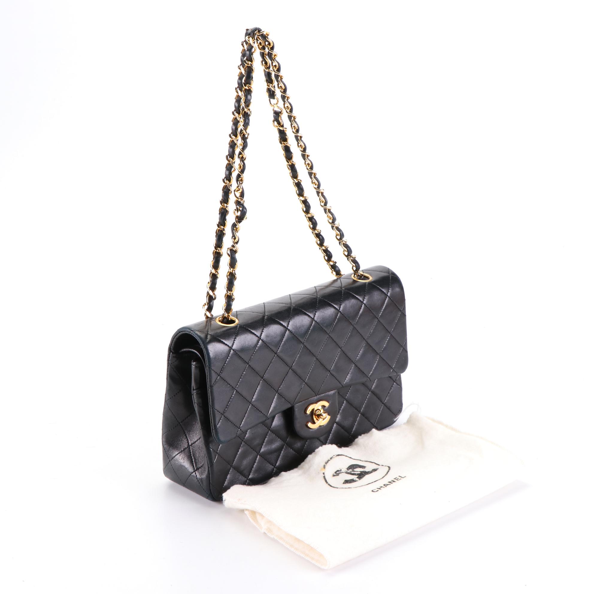 Chanel Timeless Classic Double Flap Bag M in Black Quilted Lambskin Leather