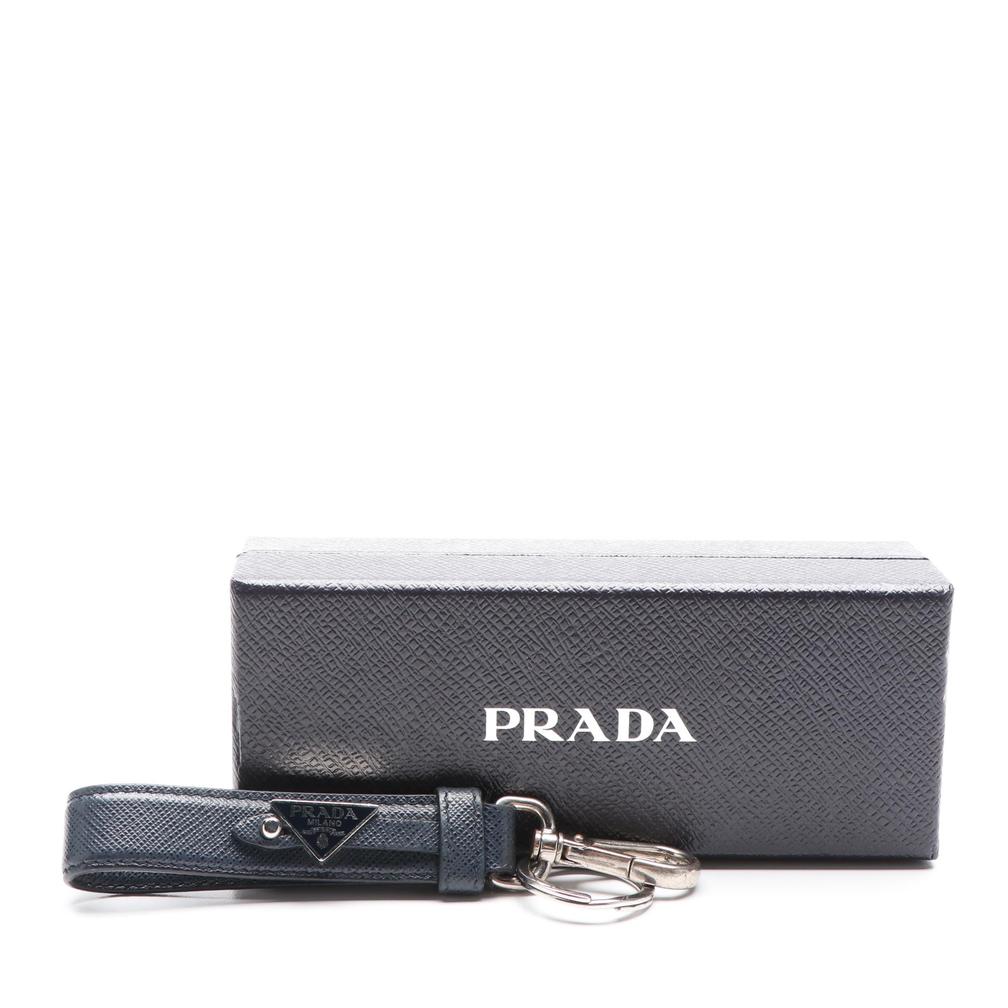 Prada Keychain in Baltico Saffiano Leather with Box