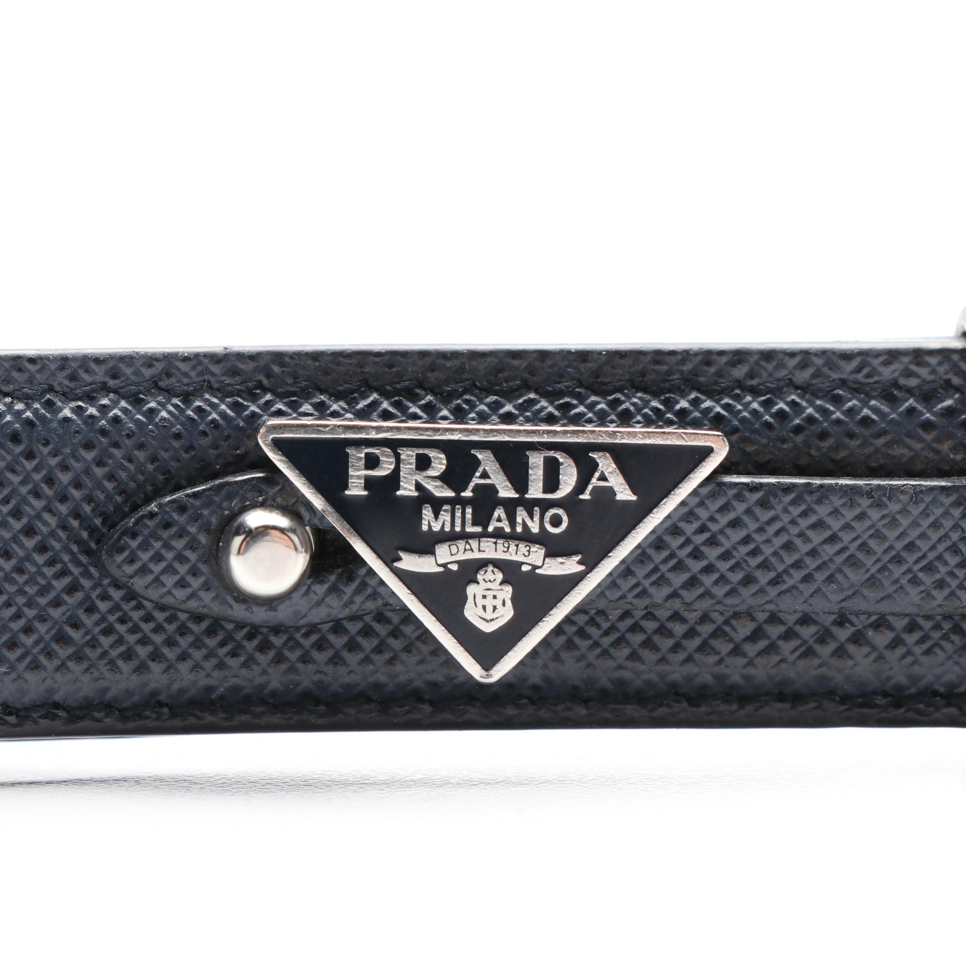 Prada Keychain in Baltico Saffiano Leather with Box