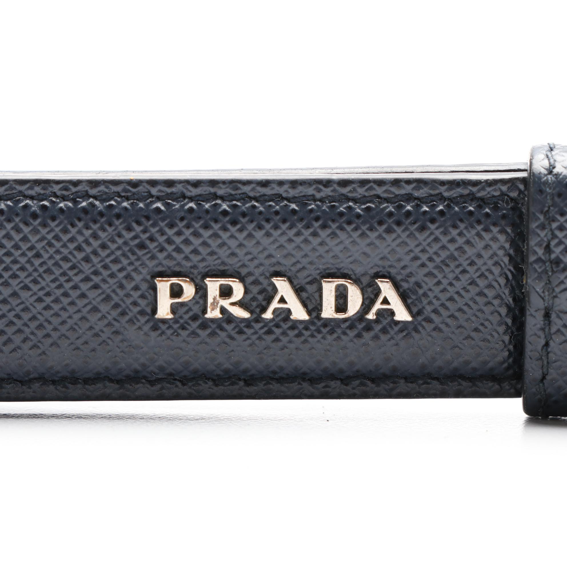 Prada Keychain in Baltico Saffiano Leather with Box