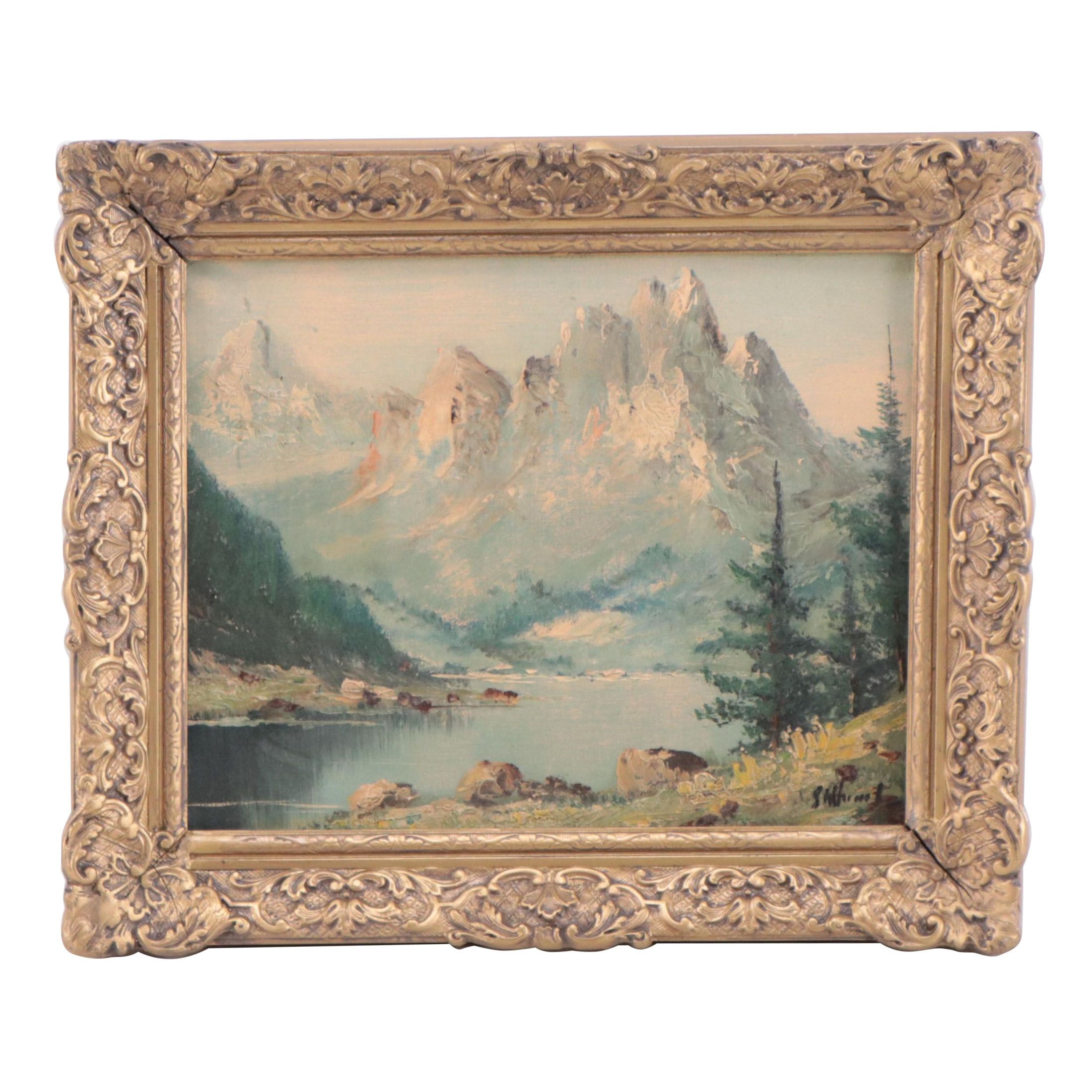 Oil Painting of Alpine Landscape