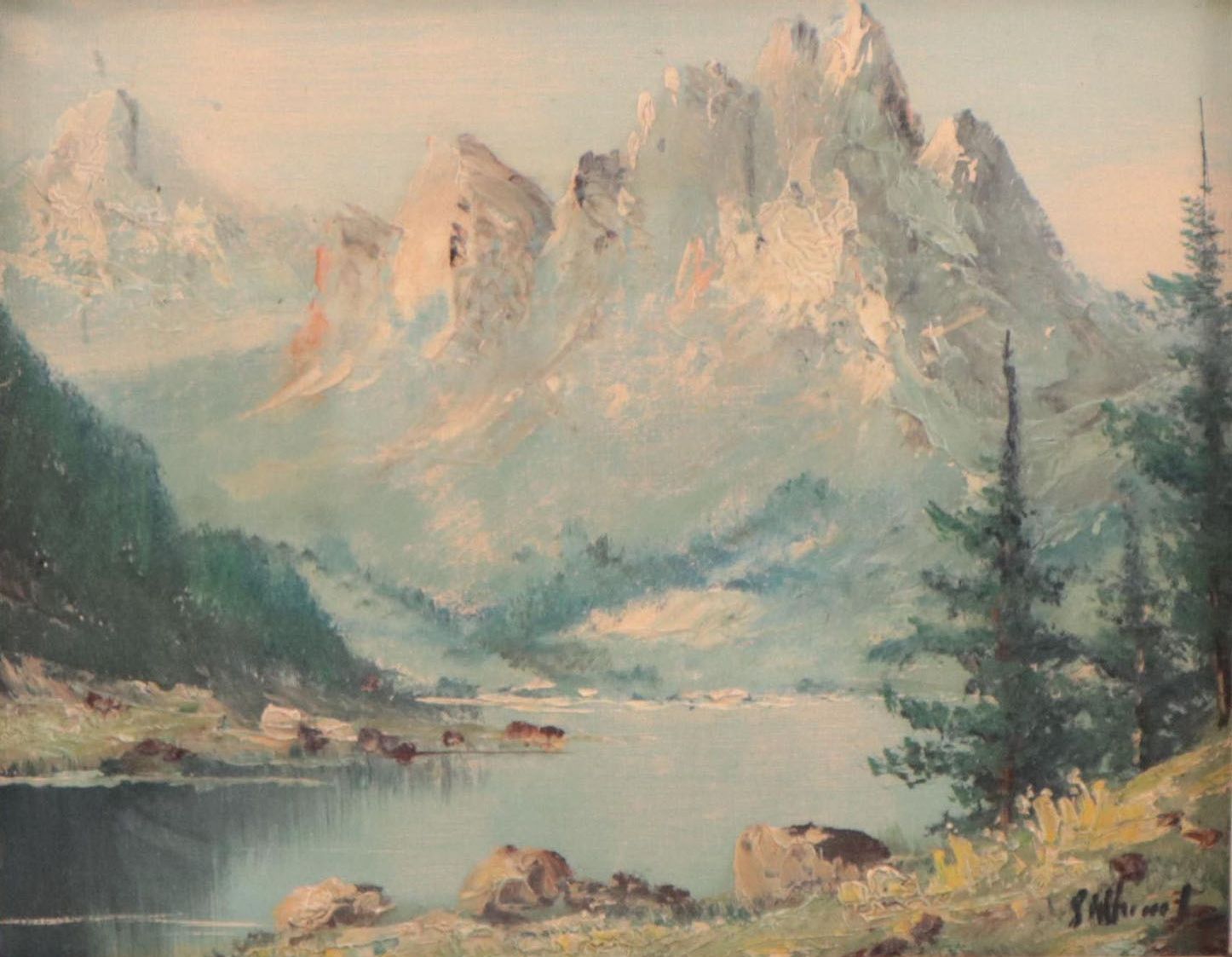 Oil Painting of Alpine Landscape