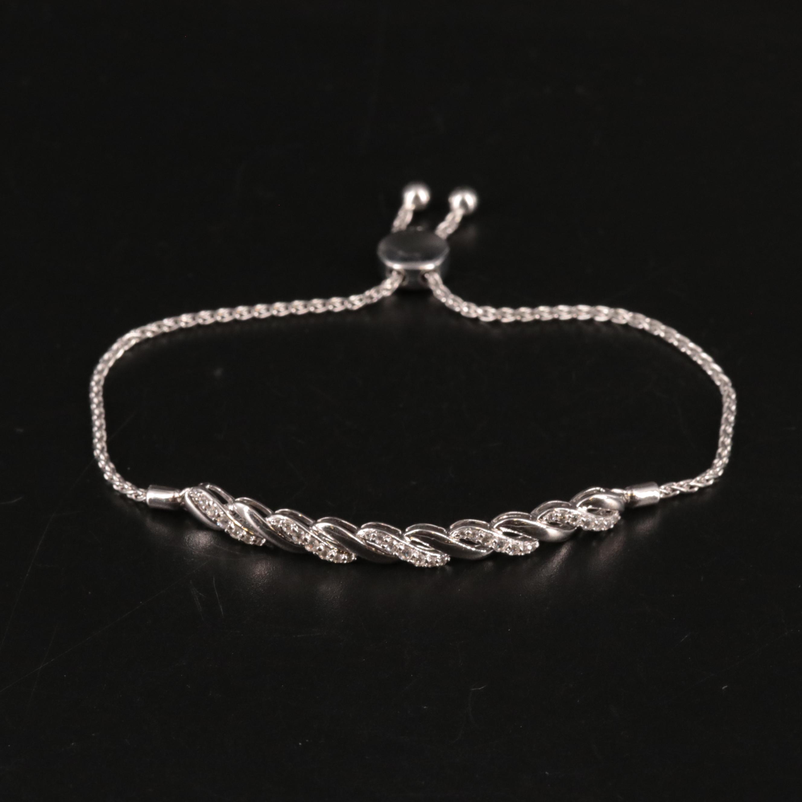 Sterling Silver Zircon Slide Bracelet