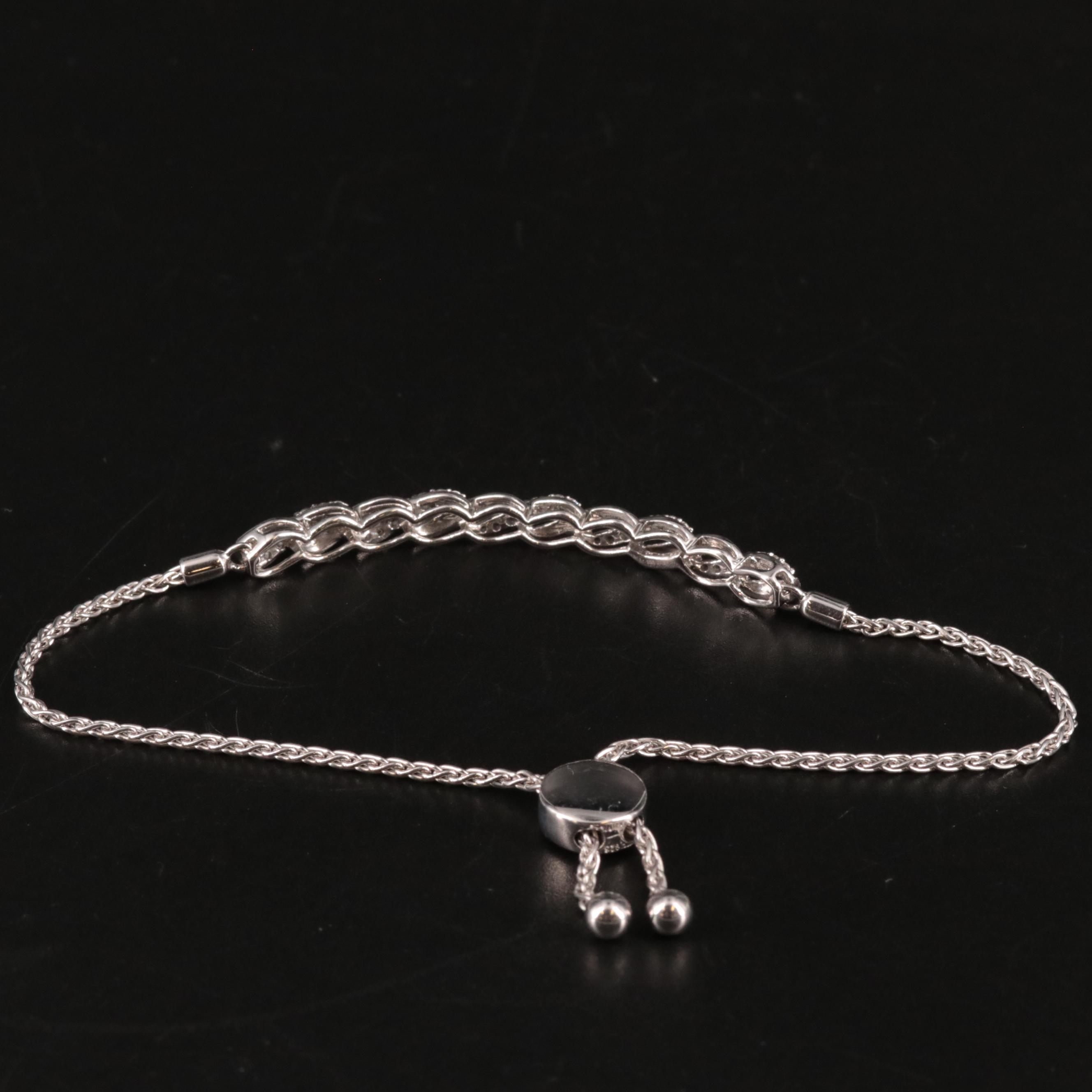 Sterling Silver Zircon Slide Bracelet