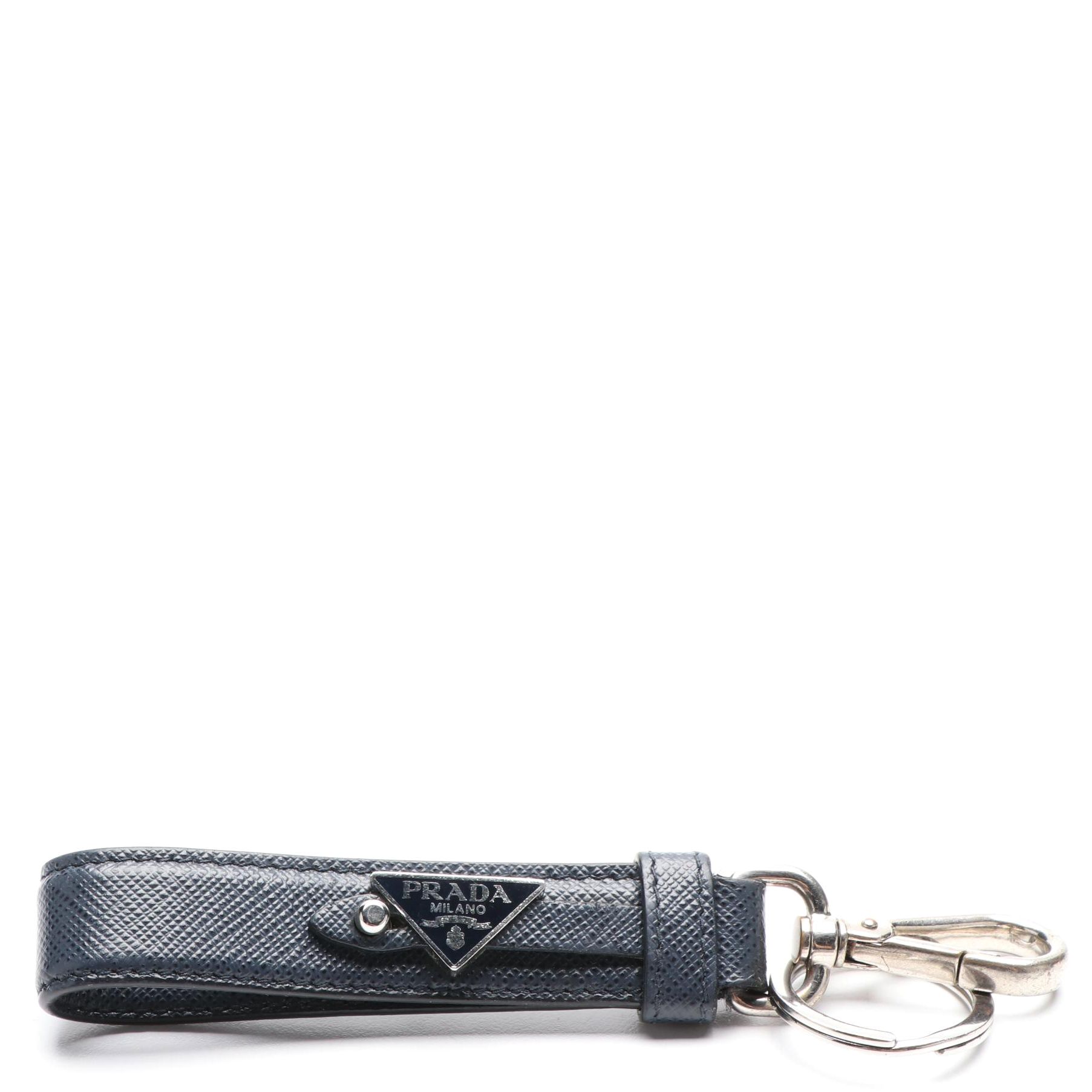 Prada Keychain in Baltico Saffiano Leather with Box