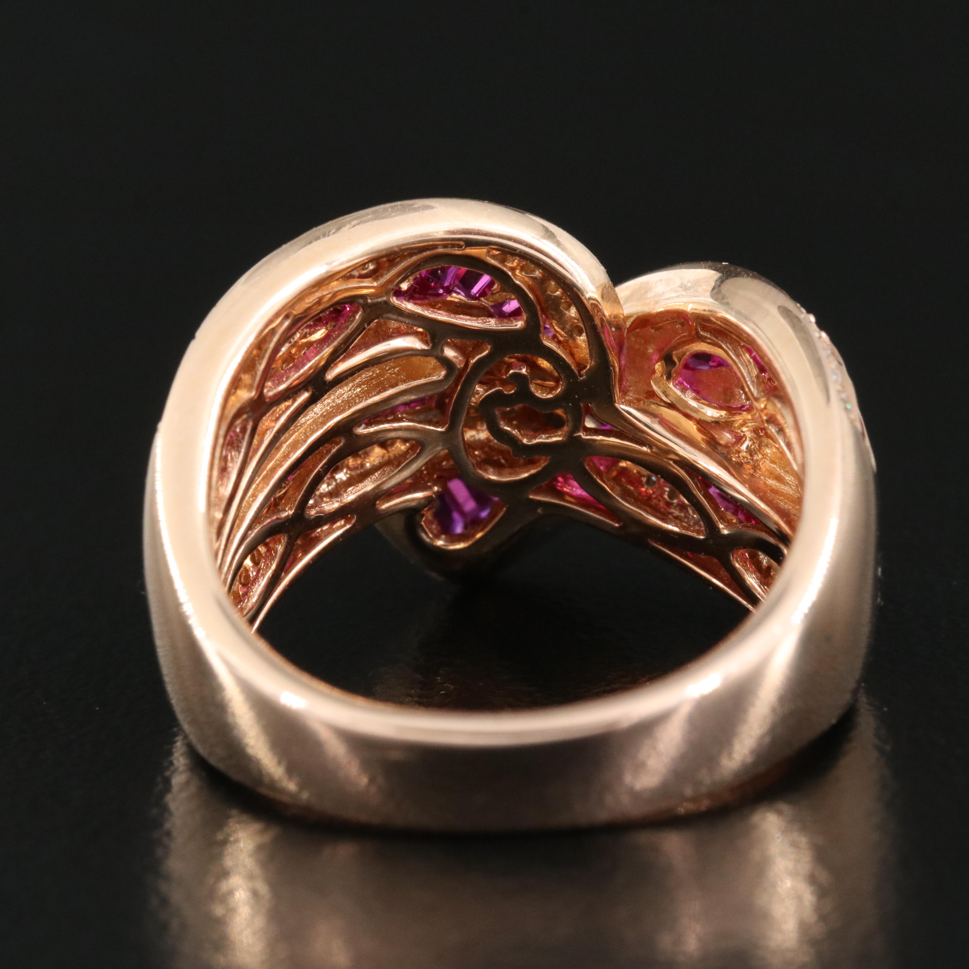 EFFY 14K Rose Gold Diamond and Ruby Crossover ring