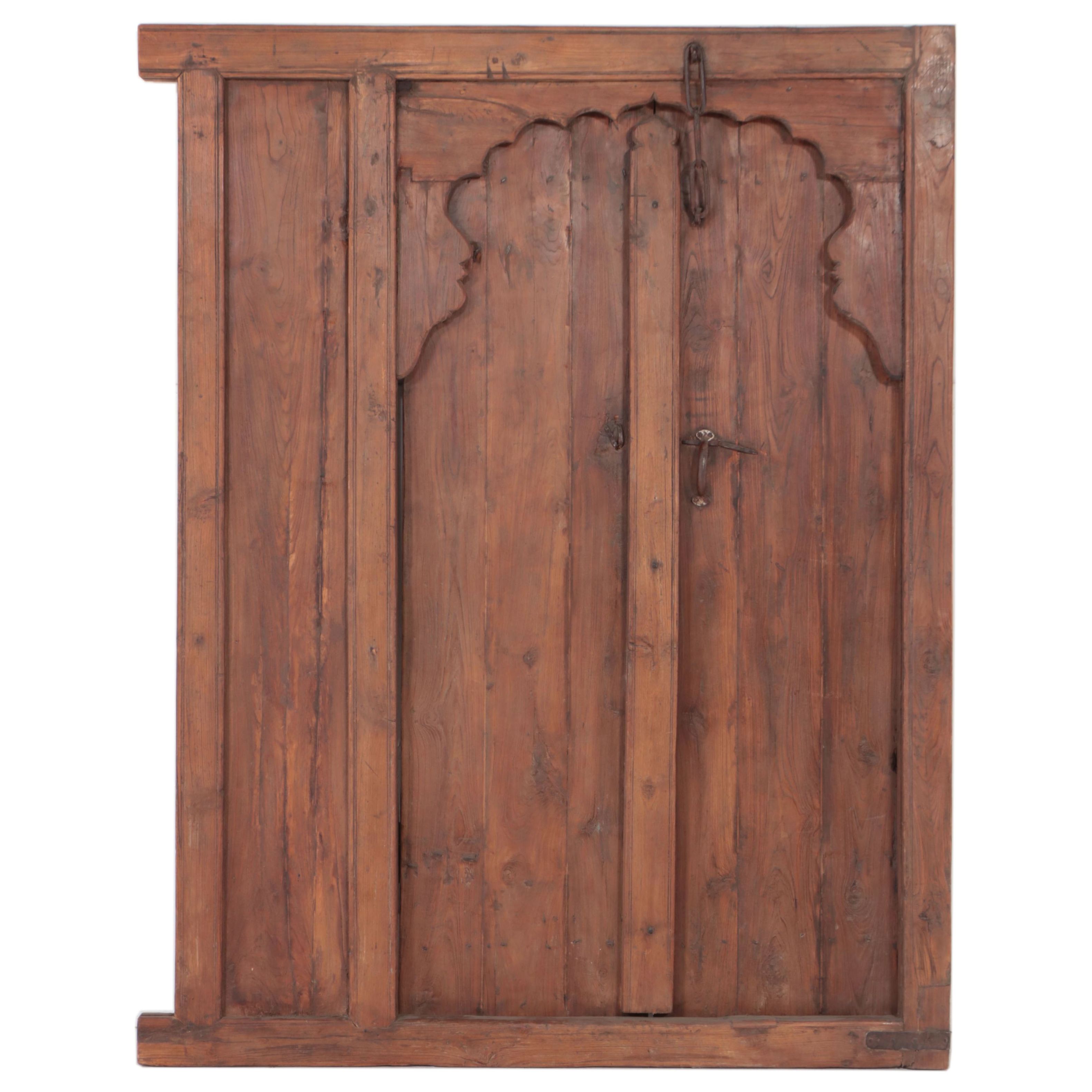 Tibetan Framed Teak Gate with Scalloped Arch
