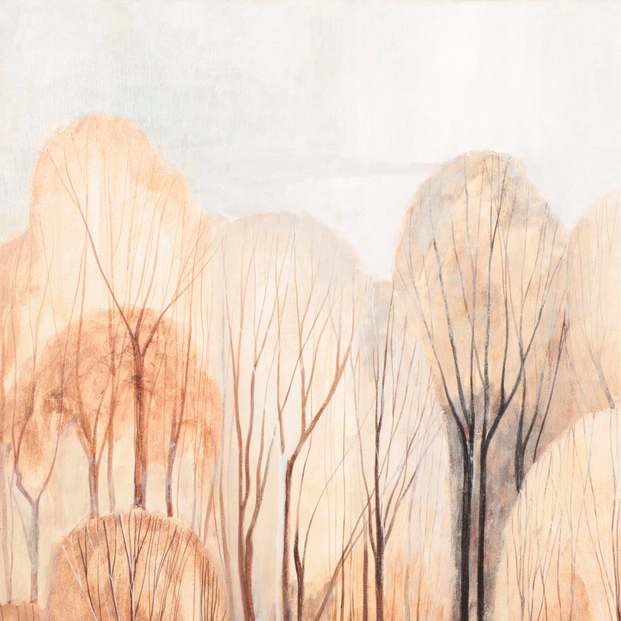 Tasos Stylized Wooded Landscape Acrylic Painting