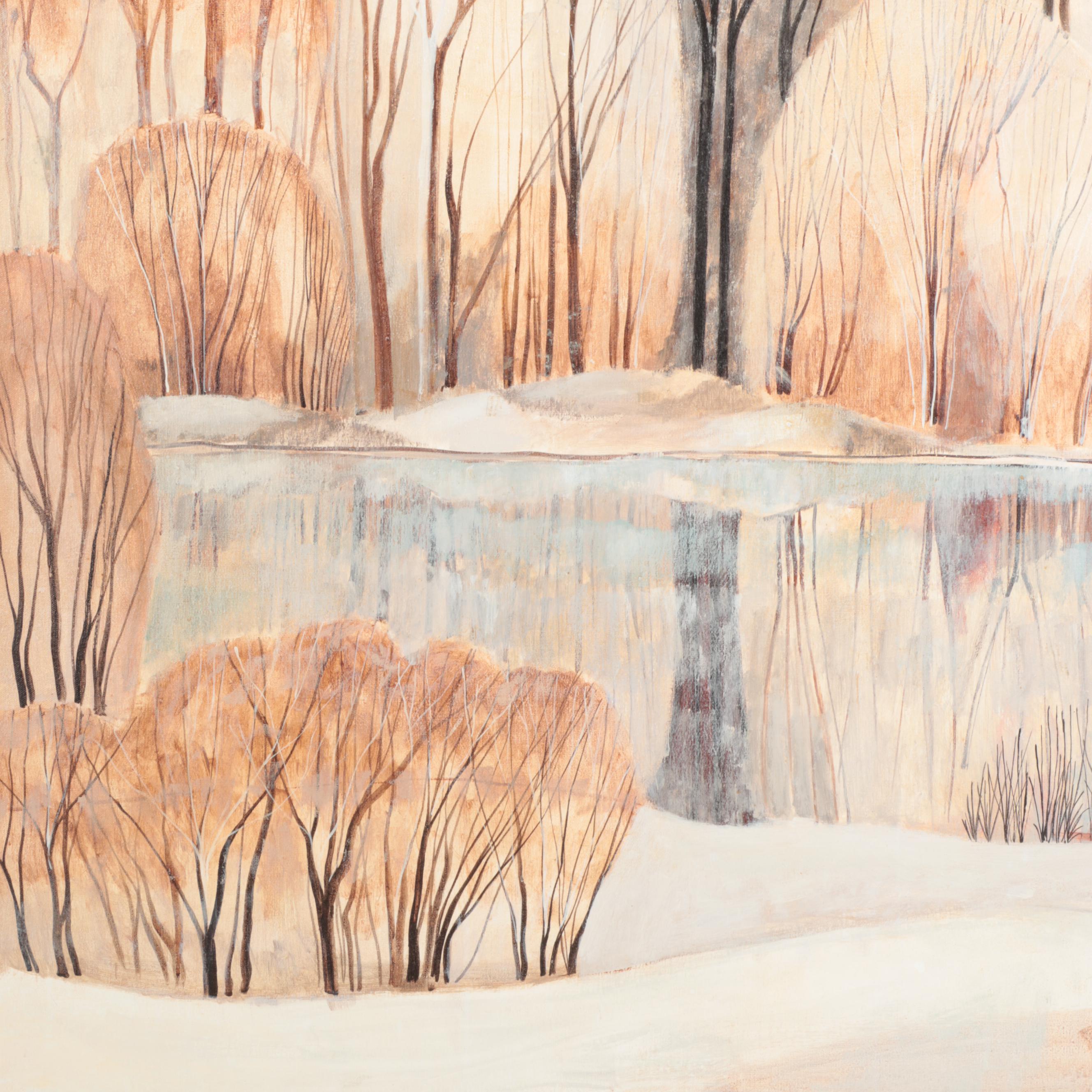 Tasos Stylized Wooded Landscape Acrylic Painting