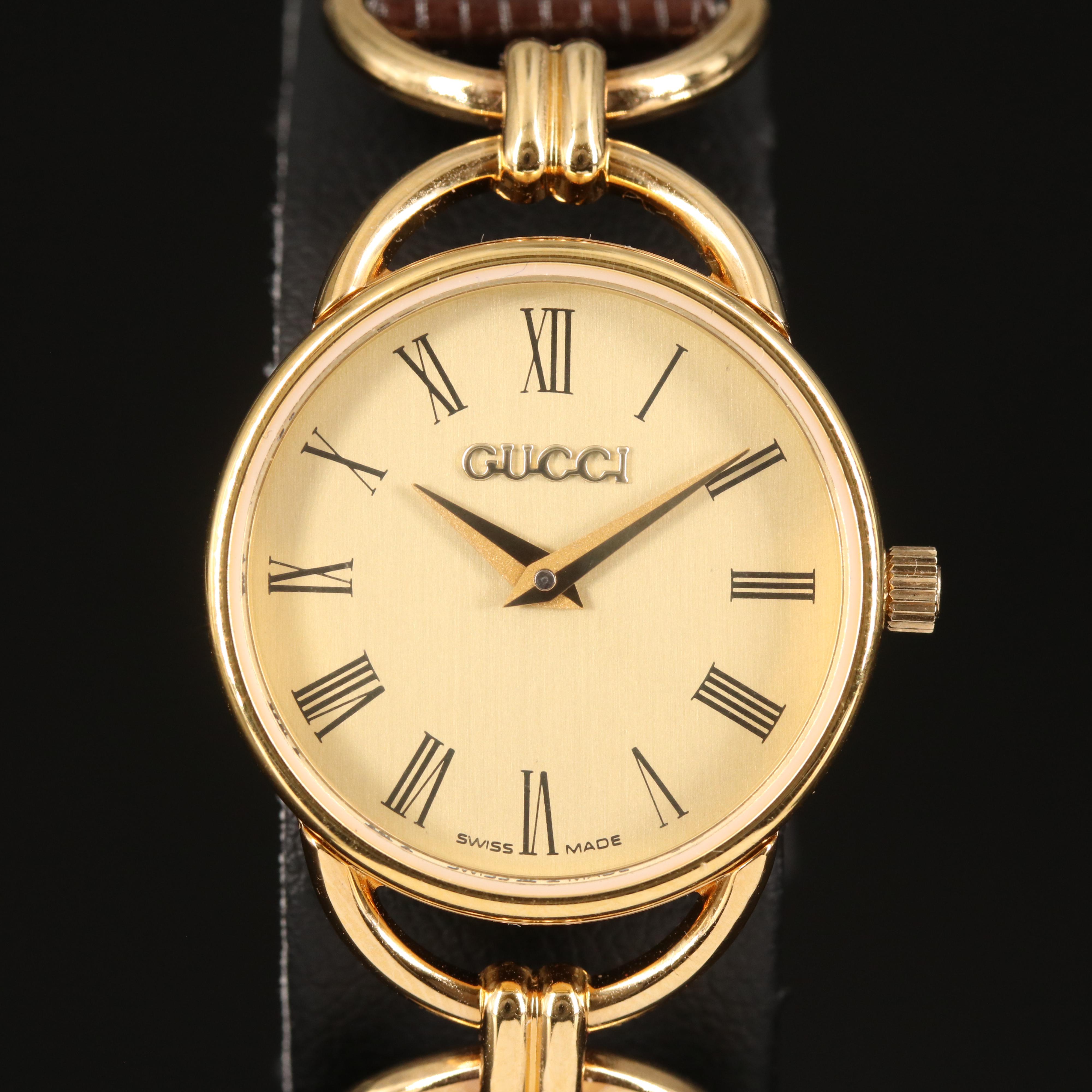 Gucci Roman Dial Gold Plated Watch