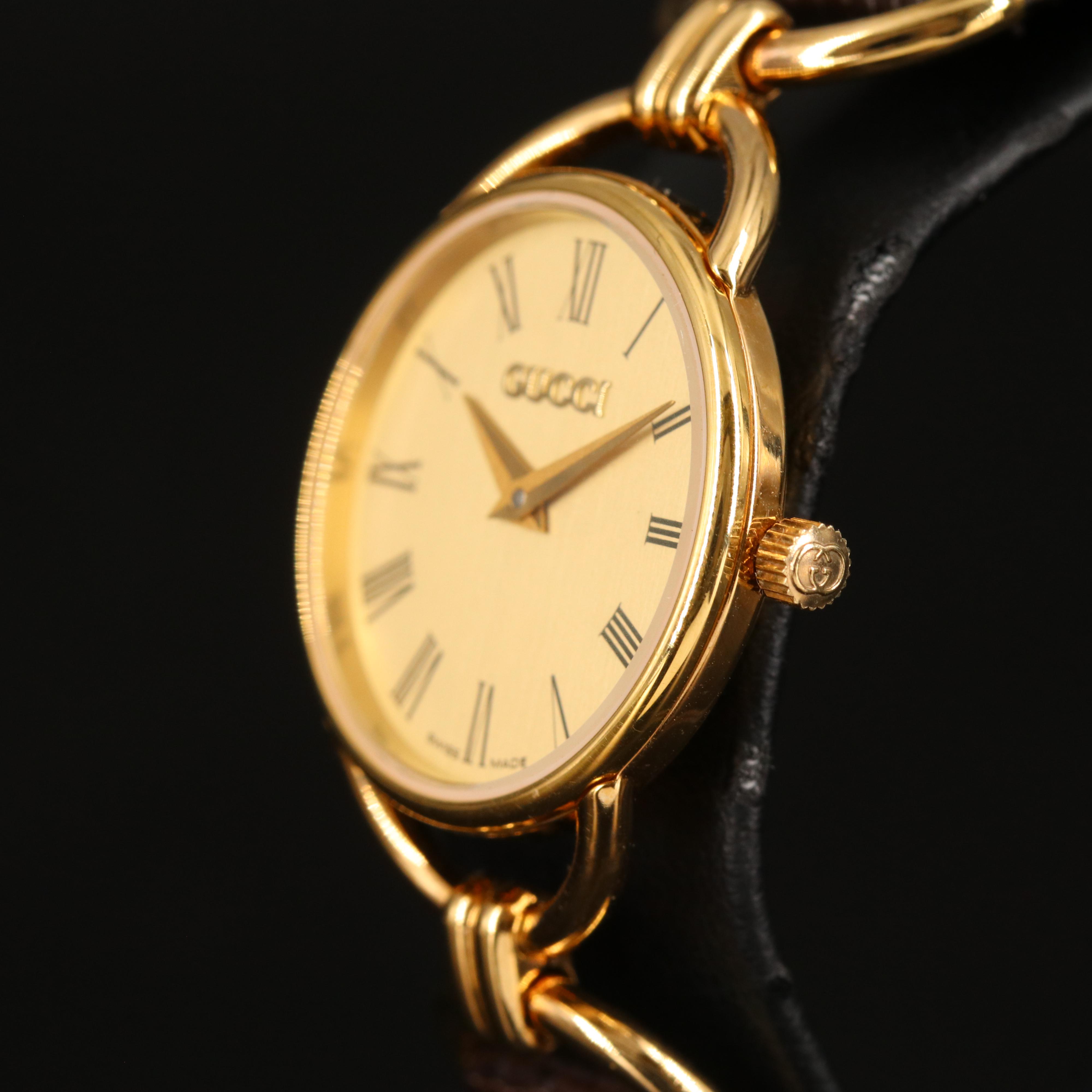 Gucci Roman Dial Gold Plated Watch