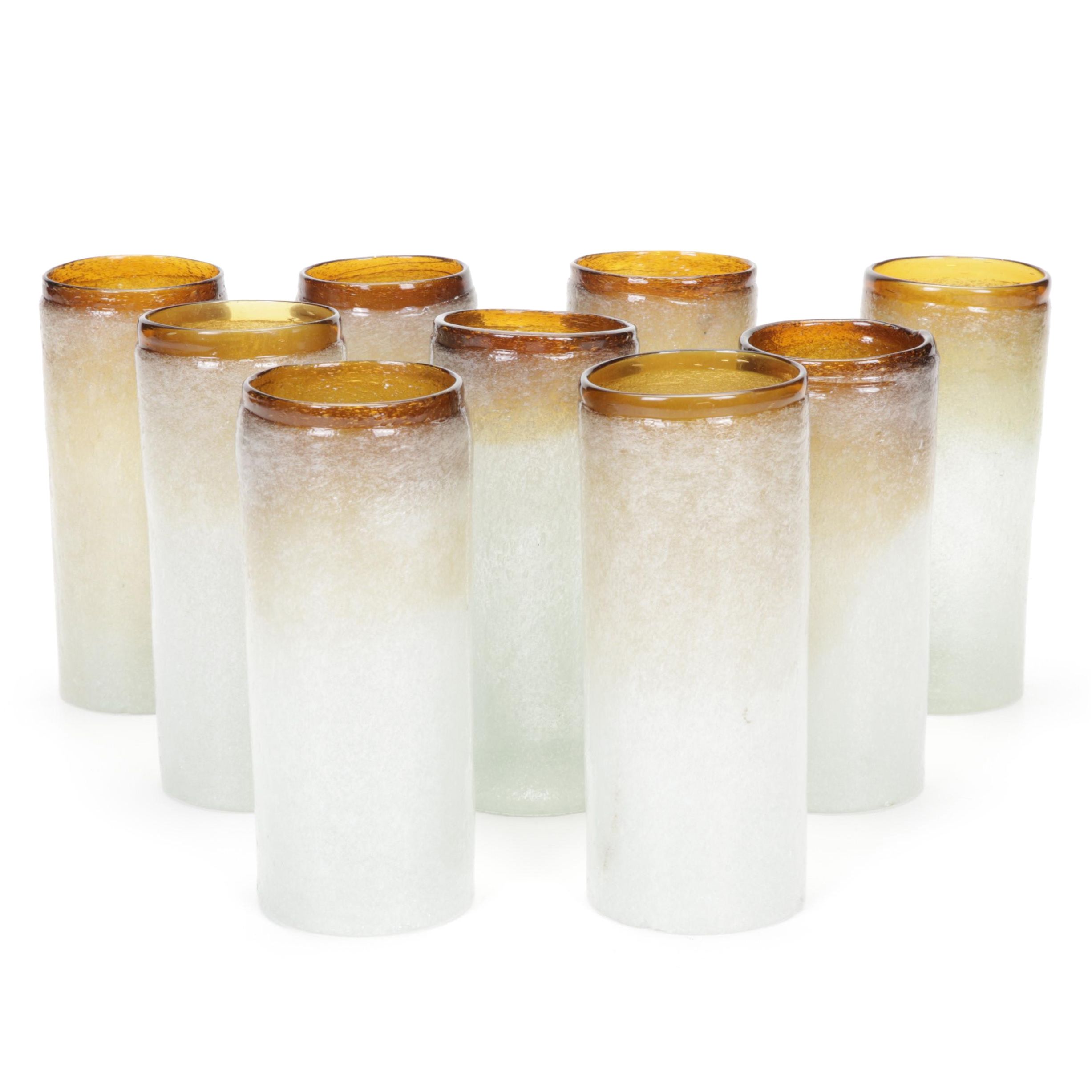 Ombre Blown Bubble Glass Tumblers, Late 20th Century
