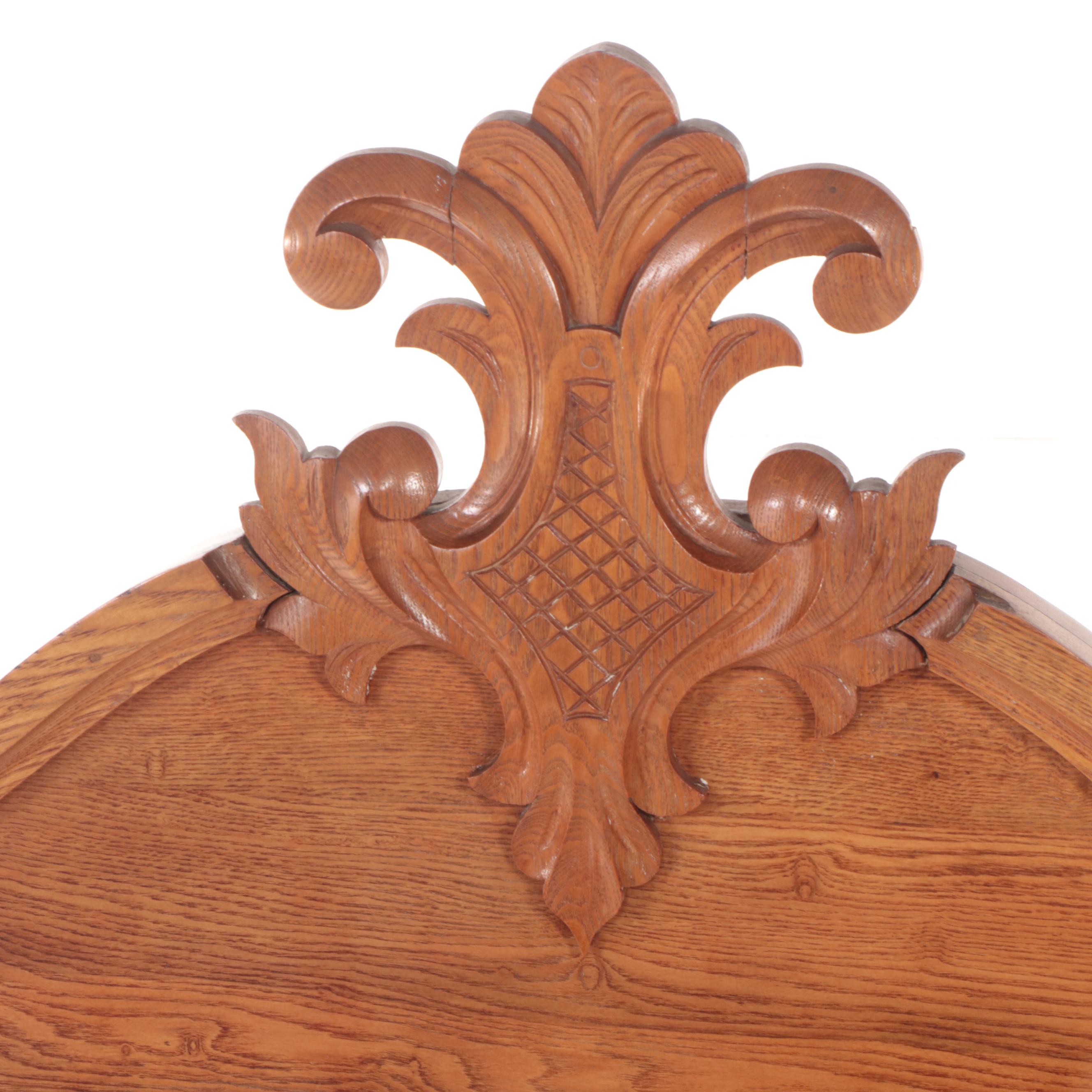 Victorian Oak Full Size Bed Frame, Late 19th Century