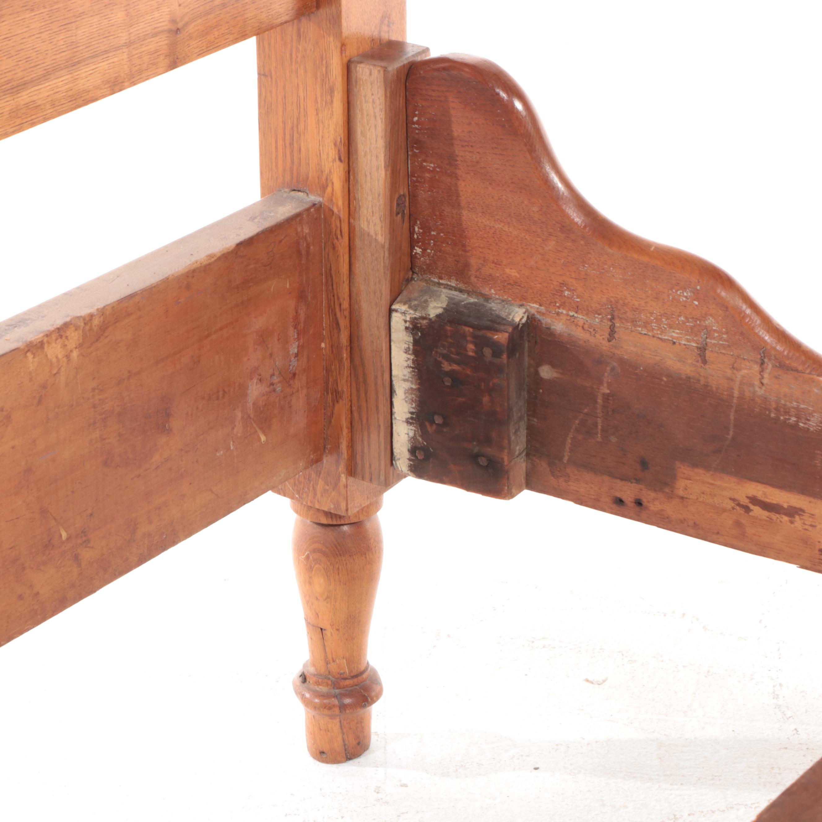 Victorian Oak Full Size Bed Frame, Late 19th Century