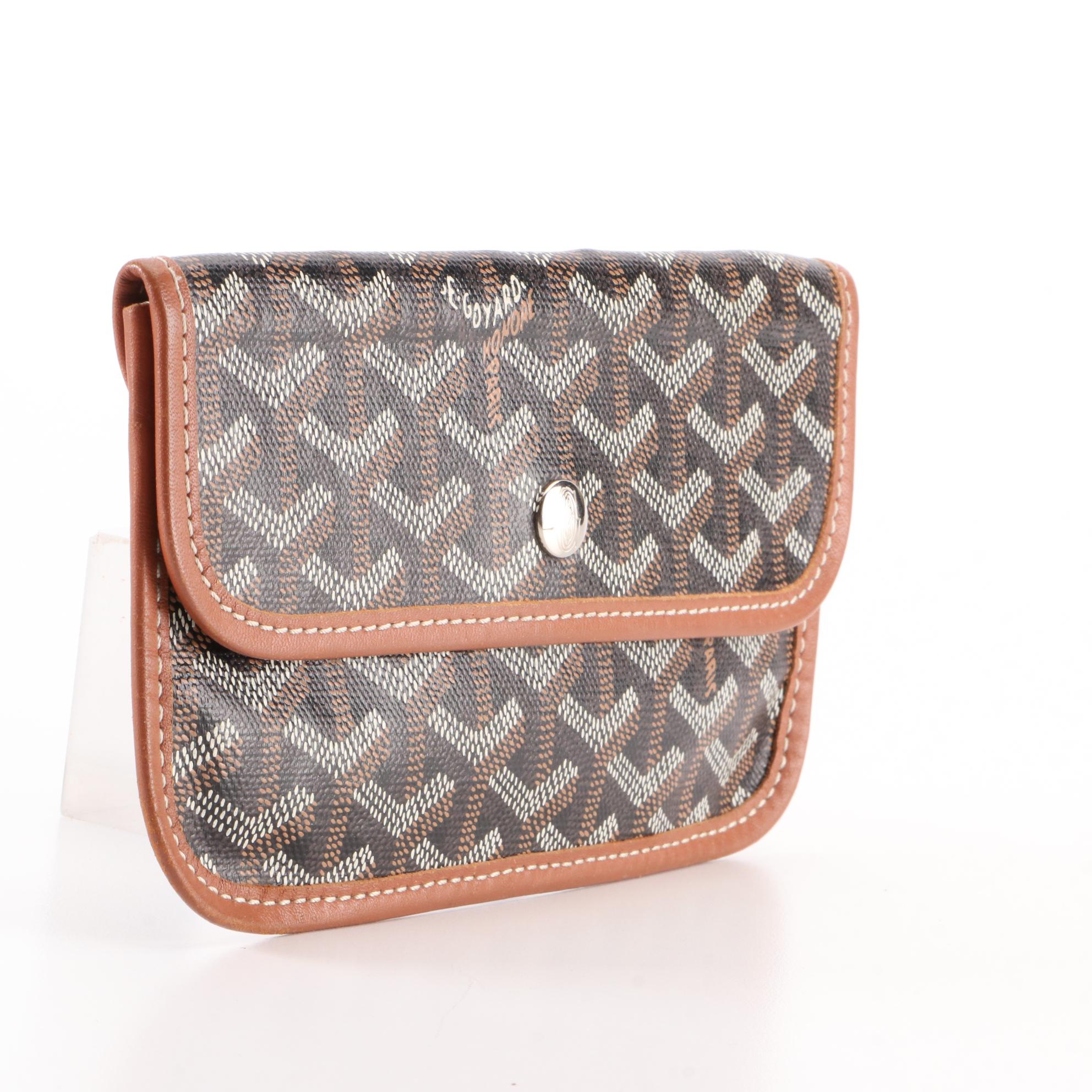 Goyard Snap Pouch in Black Goyardine Coated Canvas and Leather