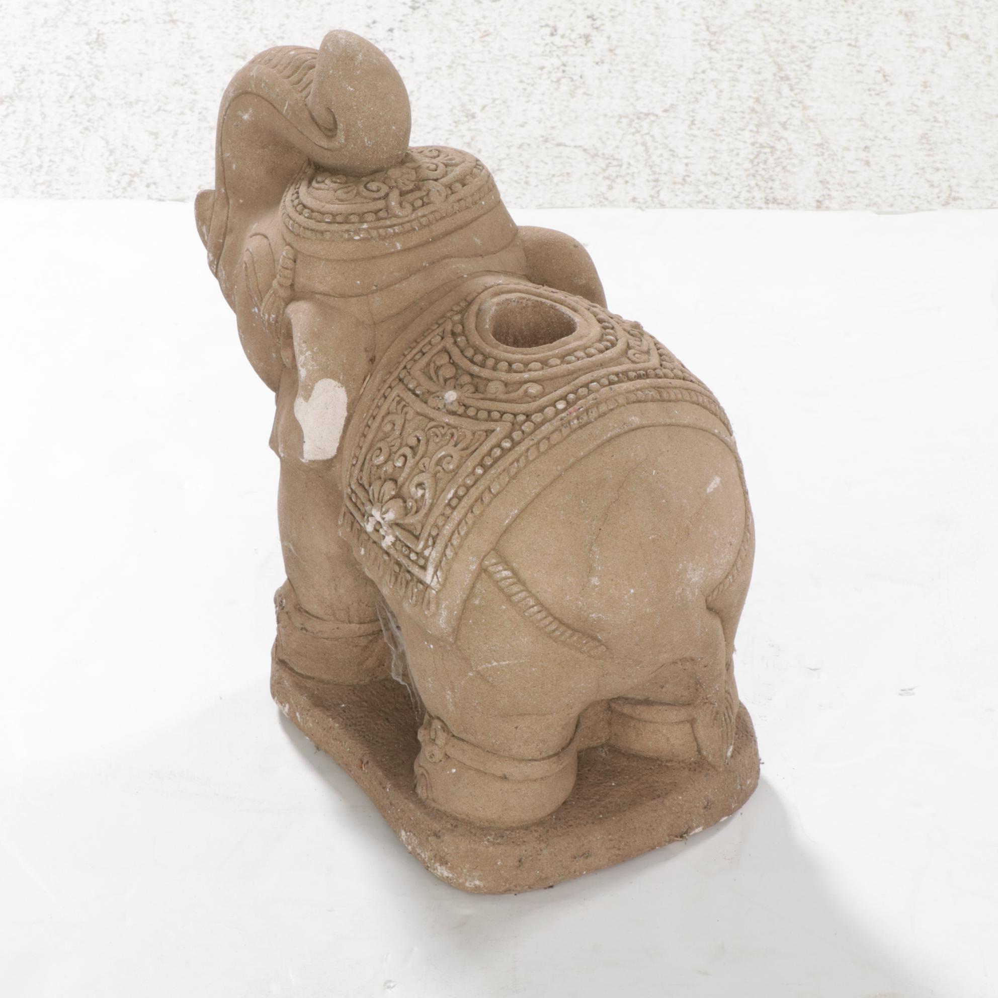 Cast Concrete Elephant Garden Sculpture